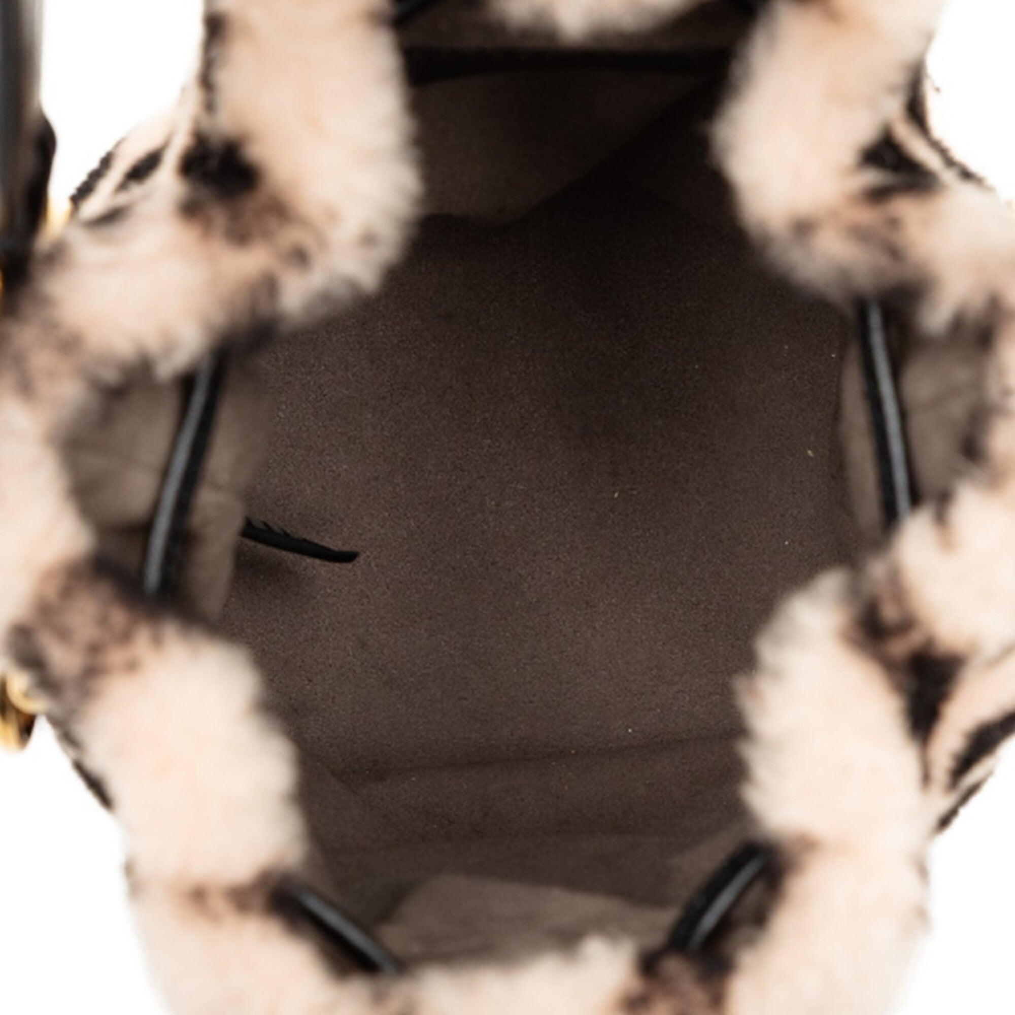 Fendi Beige Black Fur Leather Handbag (Pre-Owned)