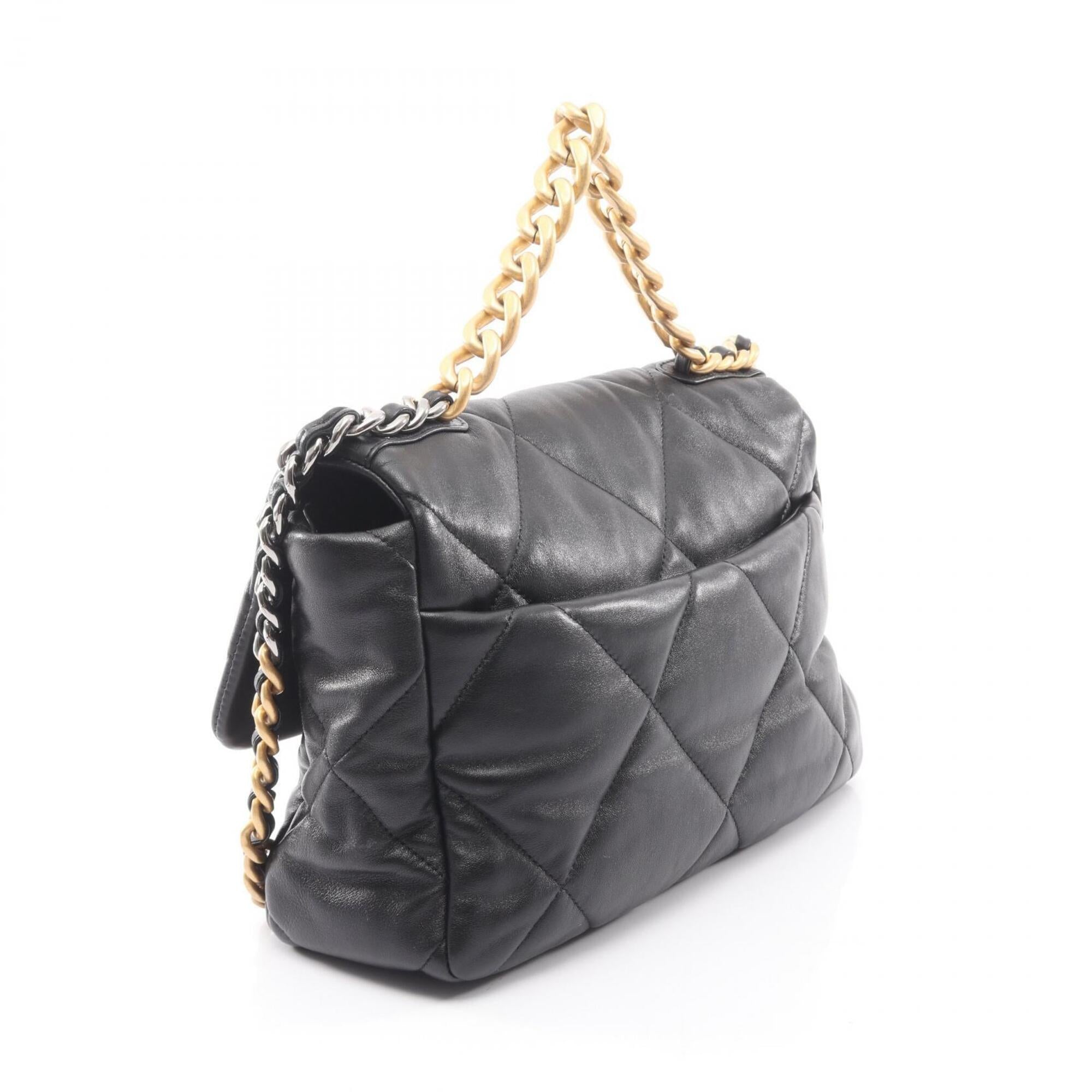 Chanel Black Leather Handbag Shoulder Bag (Pre-Owned)