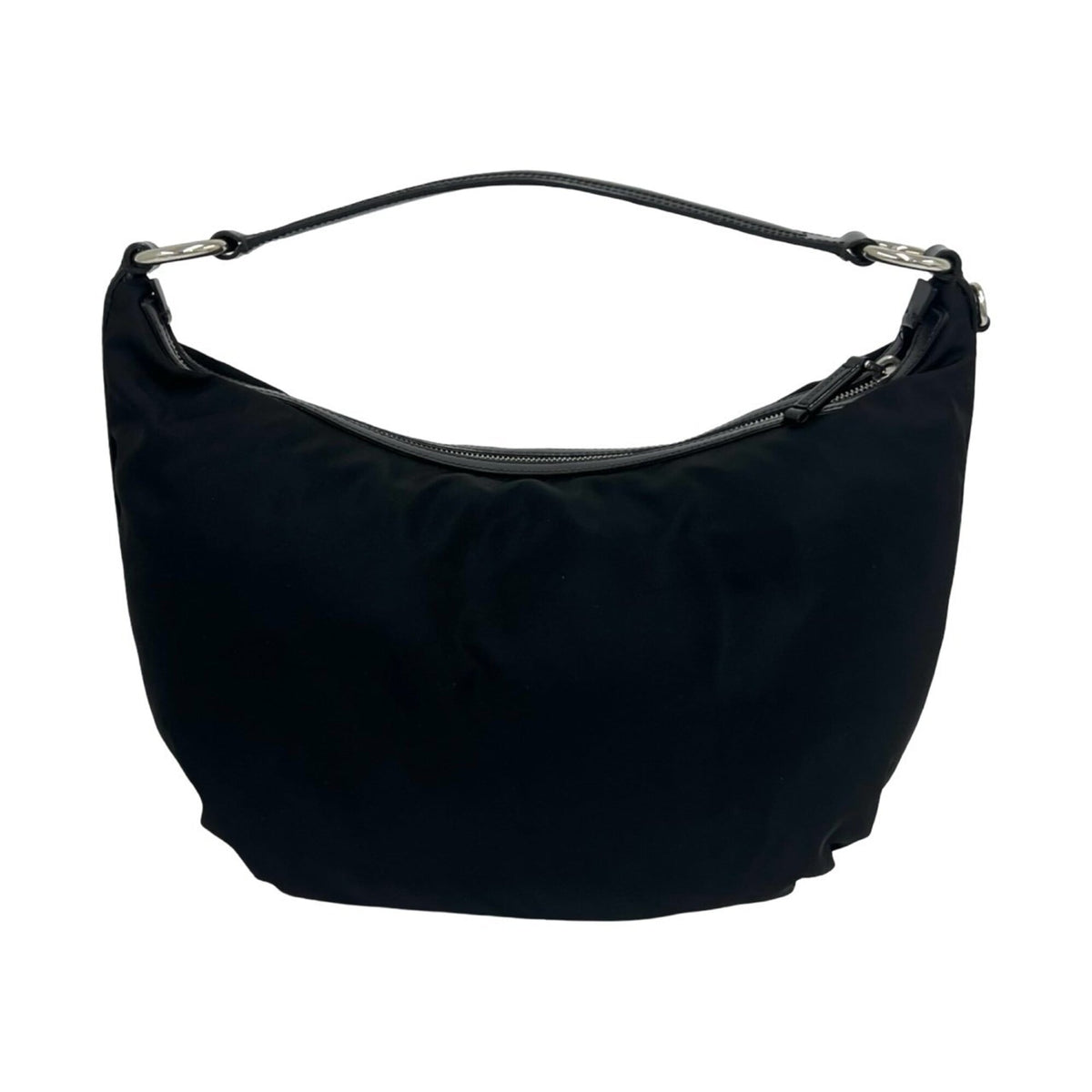 Prada Black Nylon Leather Shoulder Bag Tote Bag (Pre-Owned)