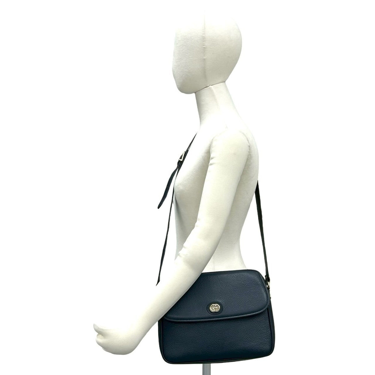 Gucci Navy Leather Pochette Shoulder Bag (Pre-Owned)