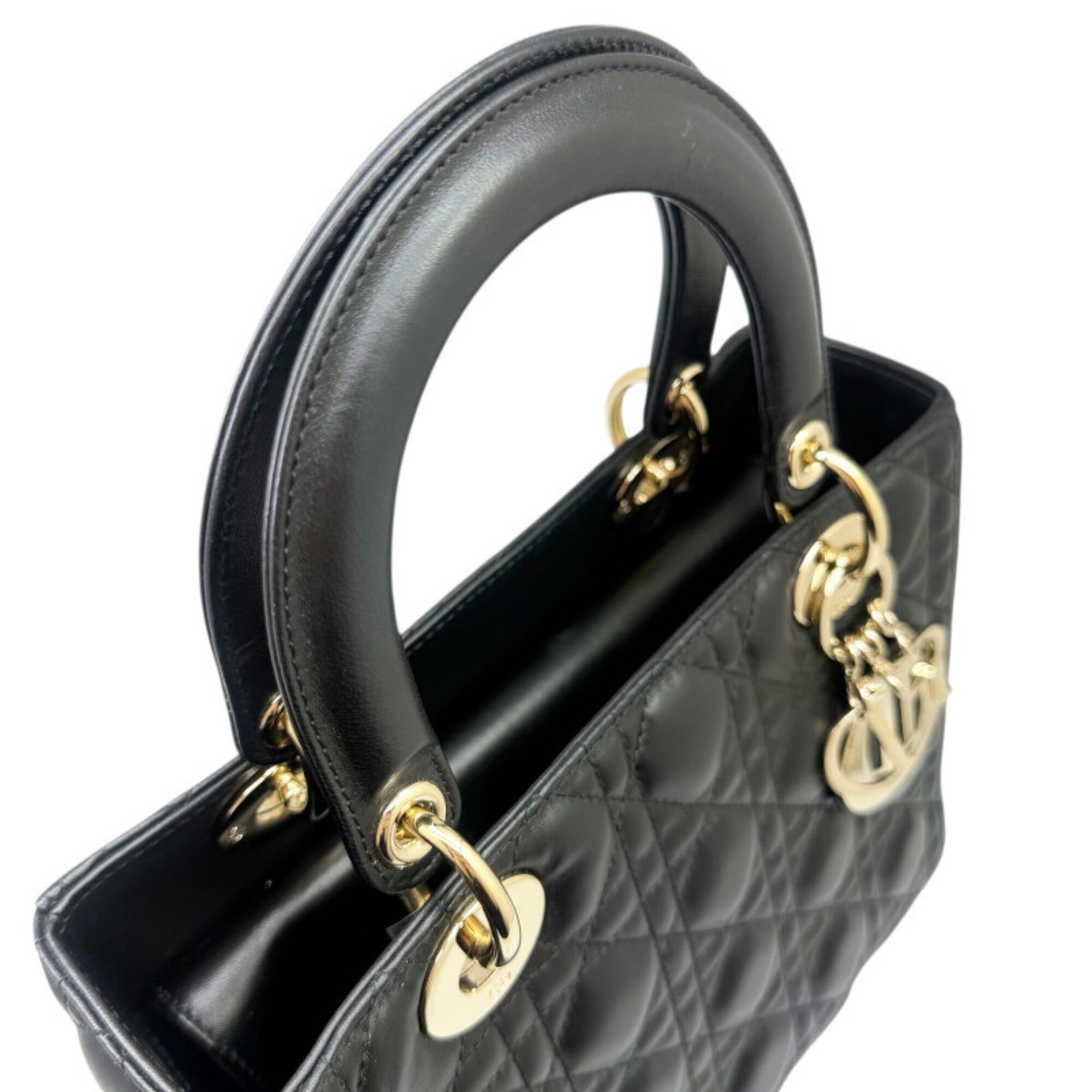 Christian Dior Black Leather Handbag Shoulder Bag (Pre-Owned)
