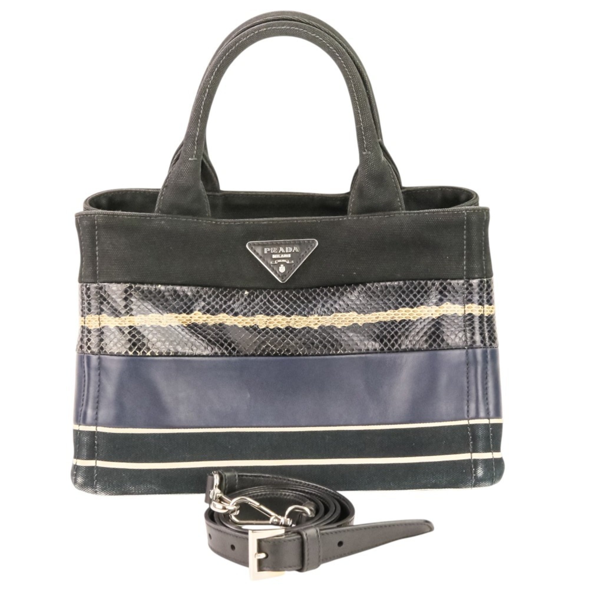 Prada Black Navy Handbag Shoulder Bag (Pre-Owned)