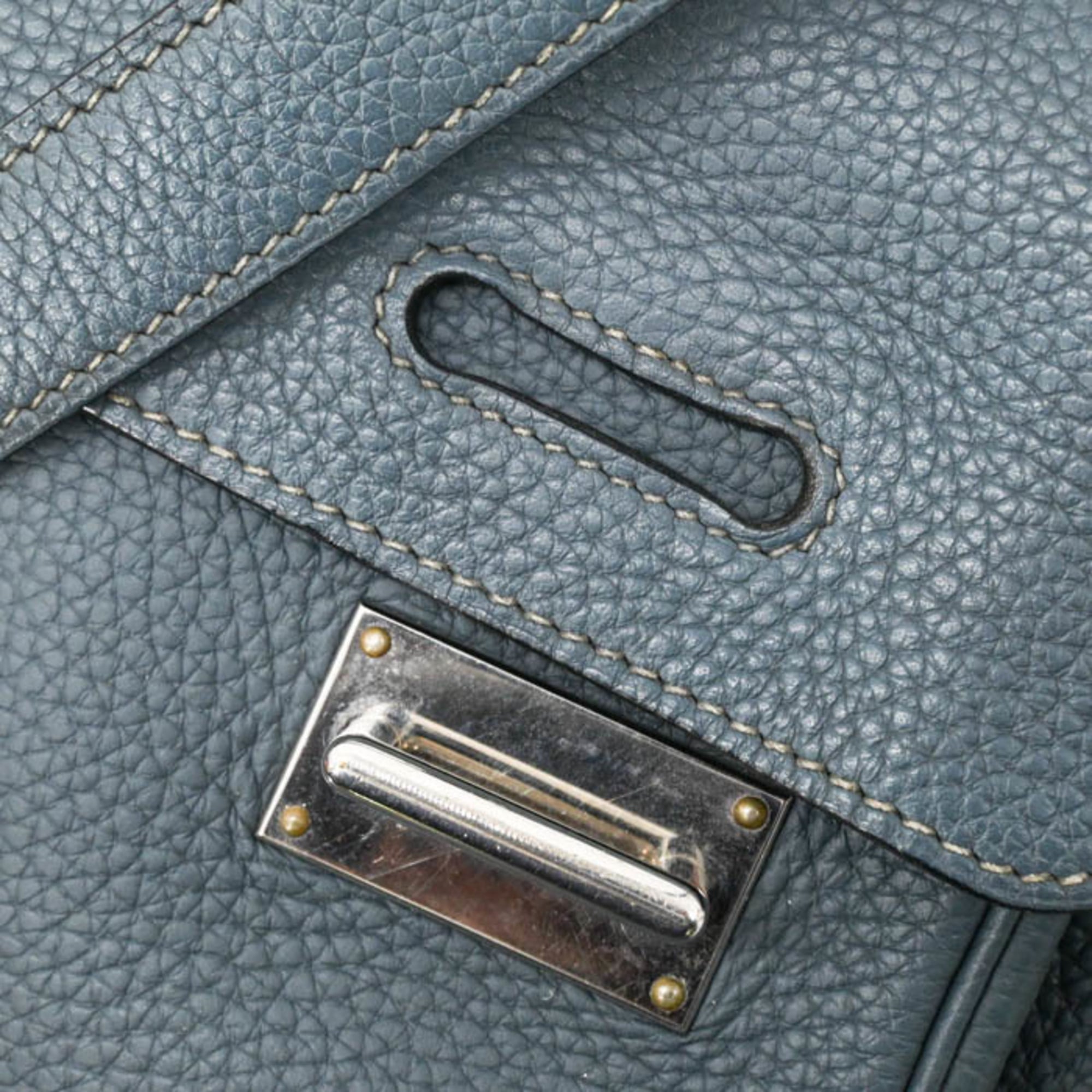 Hermes Blue Brown Taurillon Clemence Leather Leather Shoulder Bag (Pre-Owned)