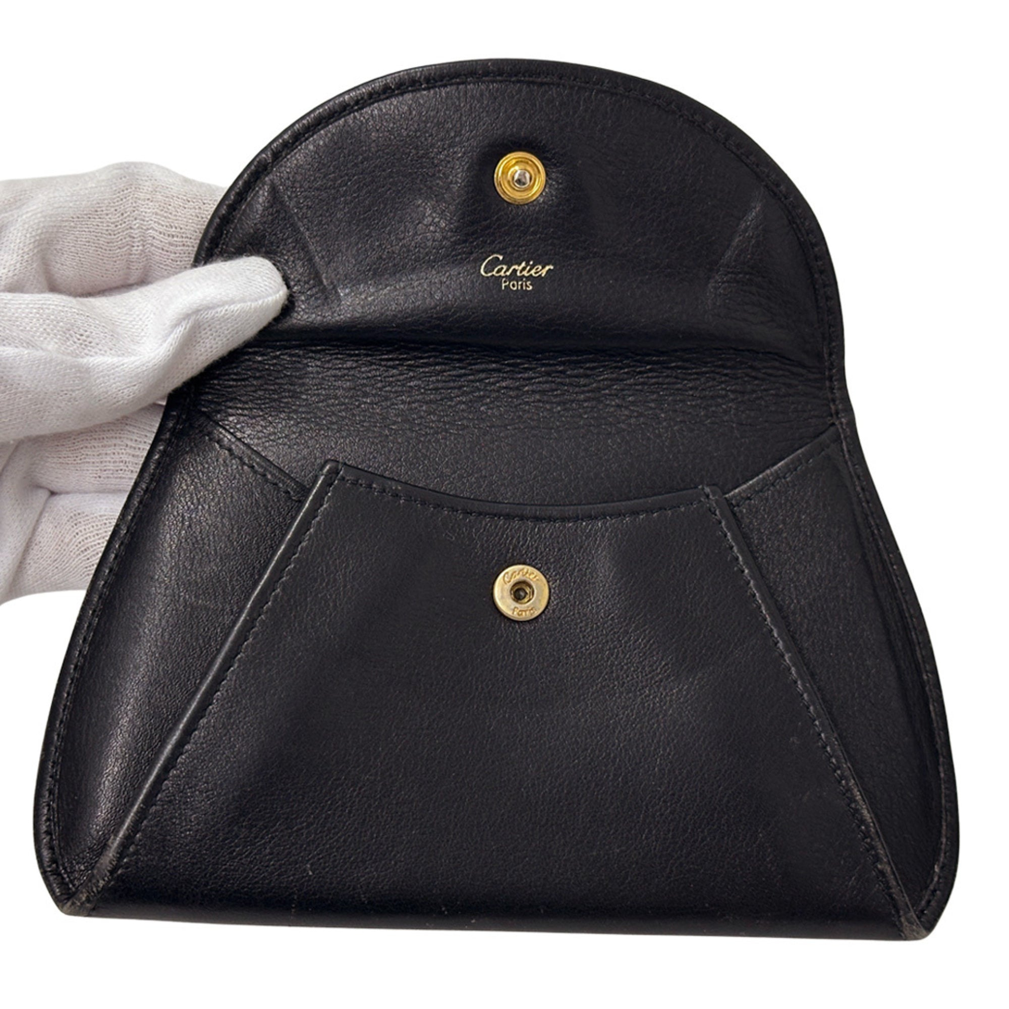 Cartier Black Leather Handbag Pouch (Pre-Owned)