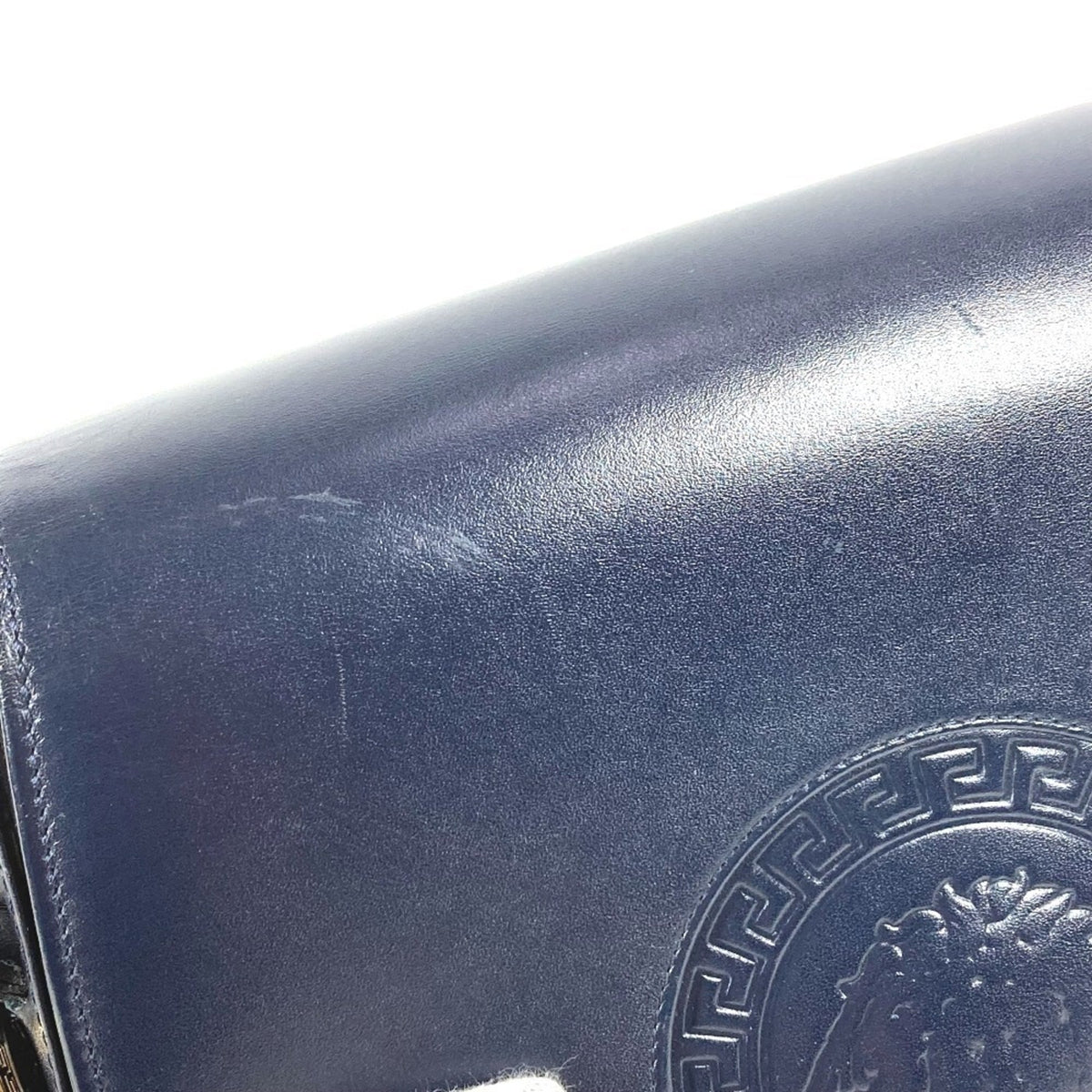 Versace Navy Leather Shoulder Bag (Pre-Owned)