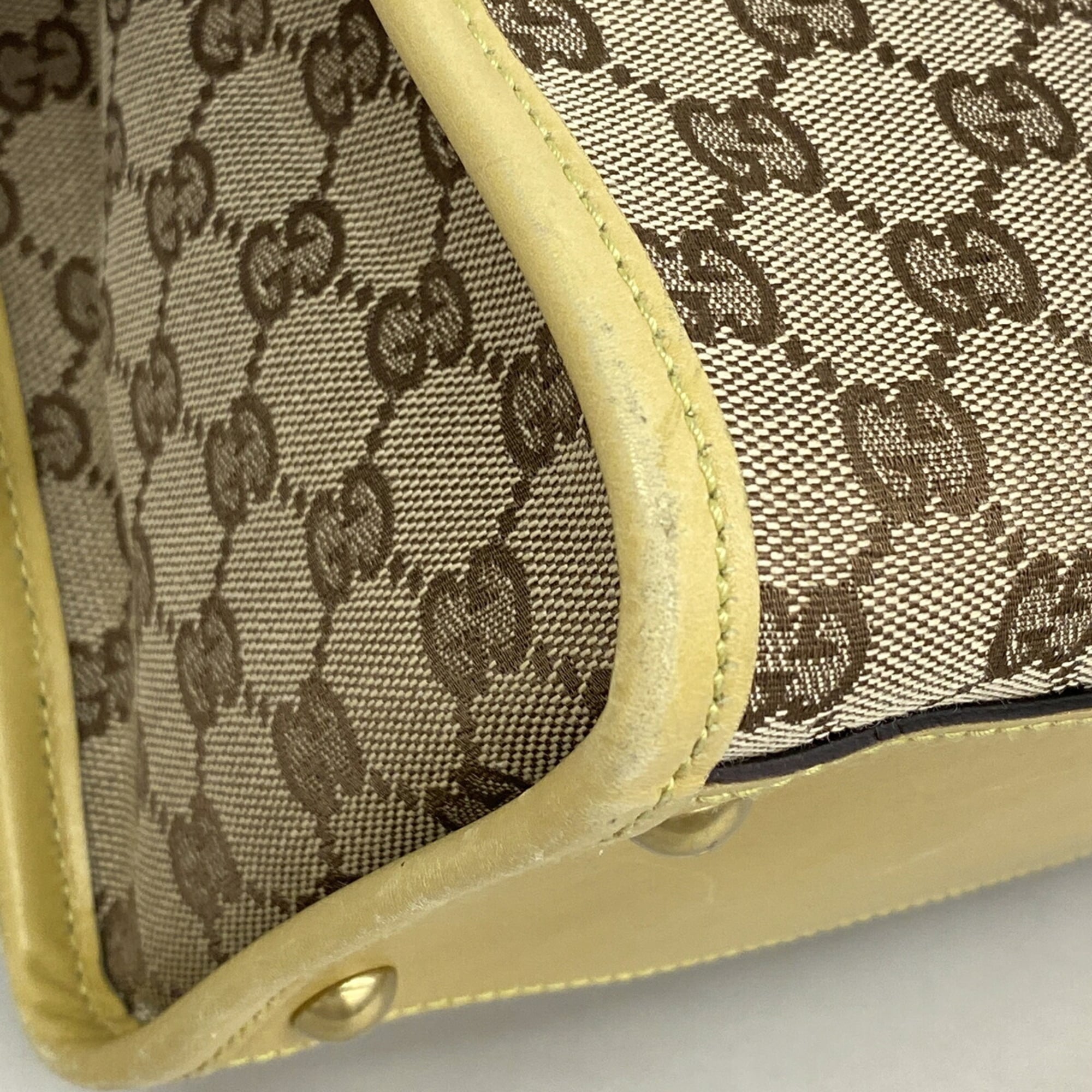 Gucci Brown Yellow Canvas Tote Bag (Pre-Owned)