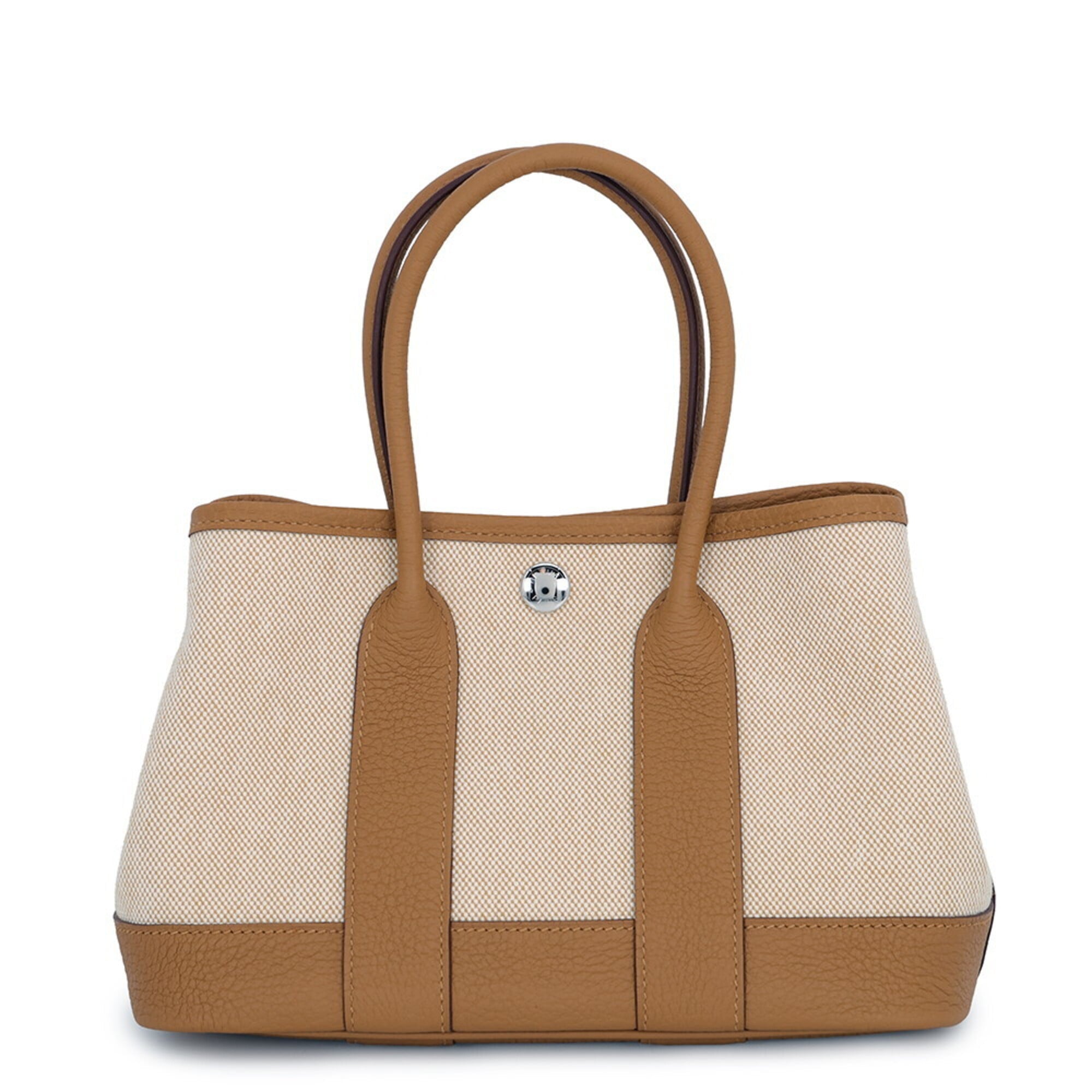Hermes Brown Ecru Negonda Leather Toile H Tote Bag (Pre-Owned)