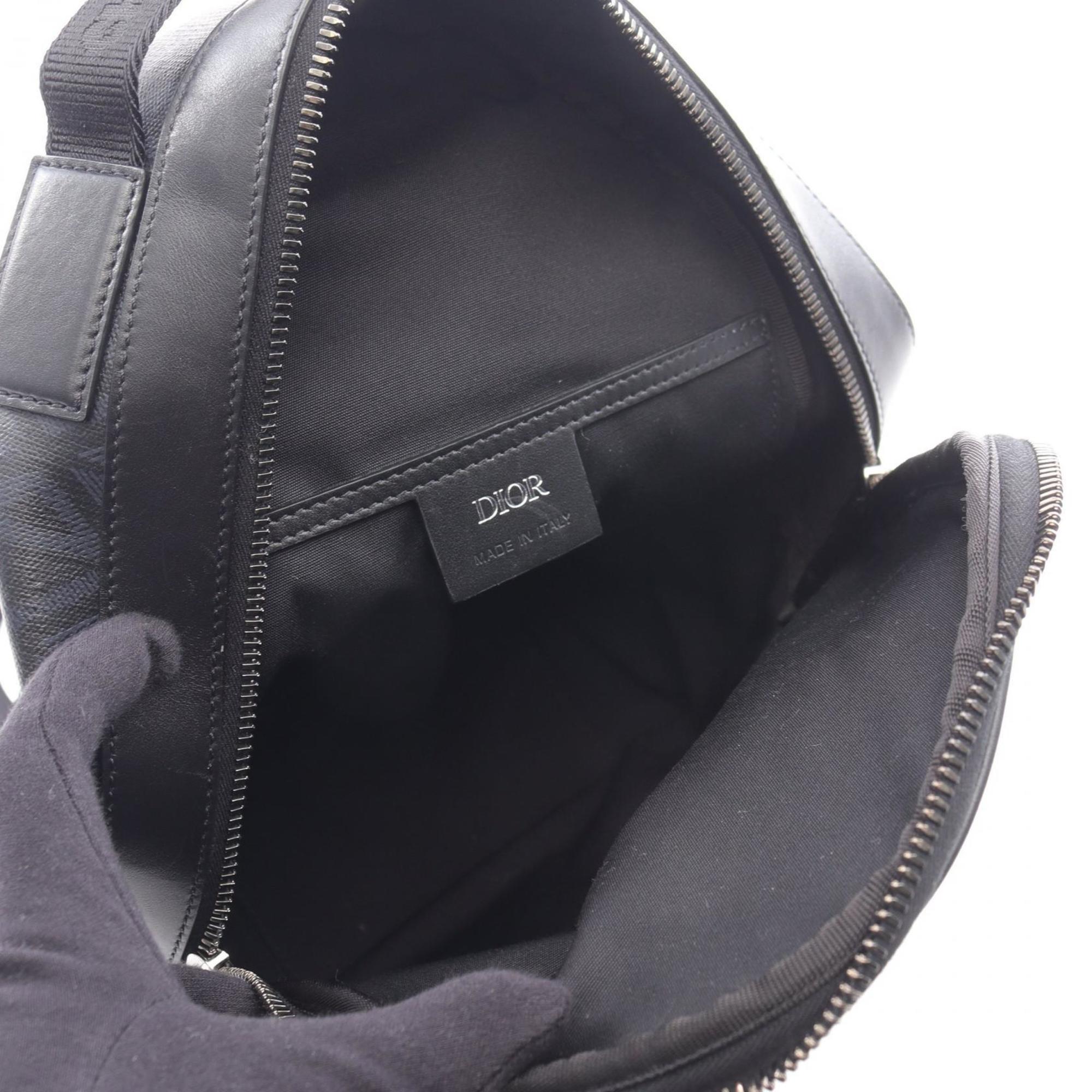 Christian Dior Black Navy Coated Canvas Leather Fanny Pack (Pre-Owned)
