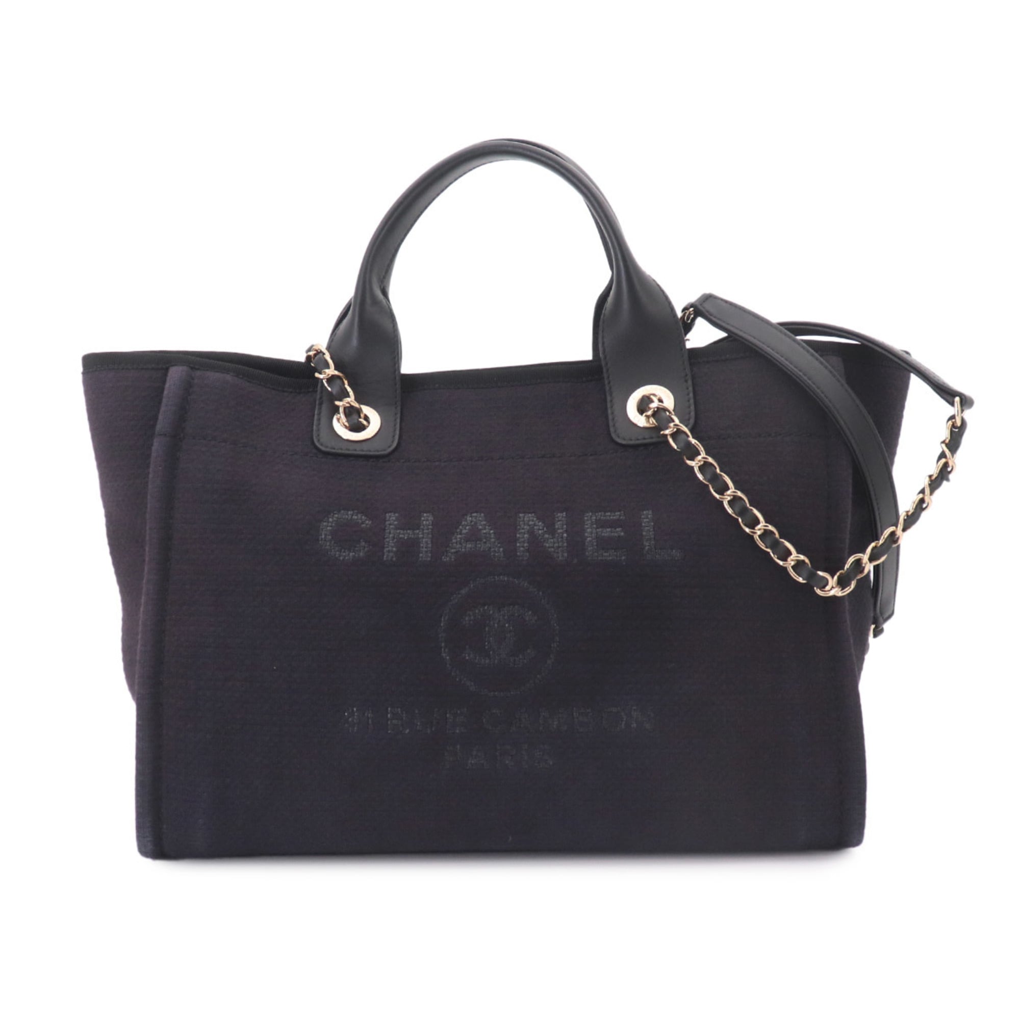 Chanel Navy Canvas Handbag Pouch Shopping Bag Tote Bag (Pre-Owned)