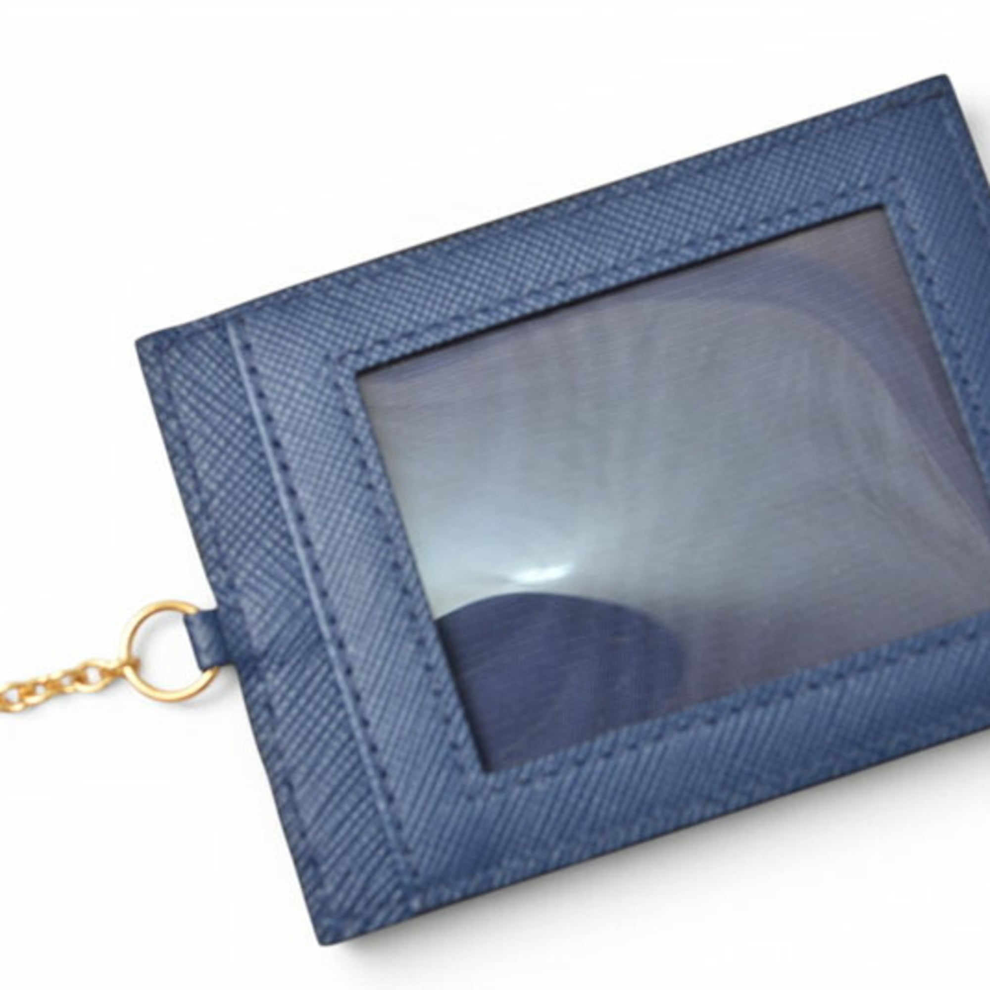 Prada Saffiano Blue Bluette Leather Long Wallet (Bi-Fold) (Pre-Owned)
