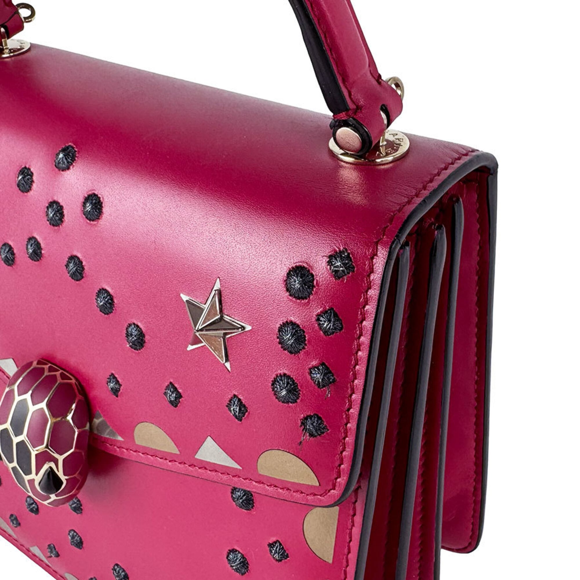 Bvlgari Pink Leather Handbag Shoulder Bag (Pre-Owned)