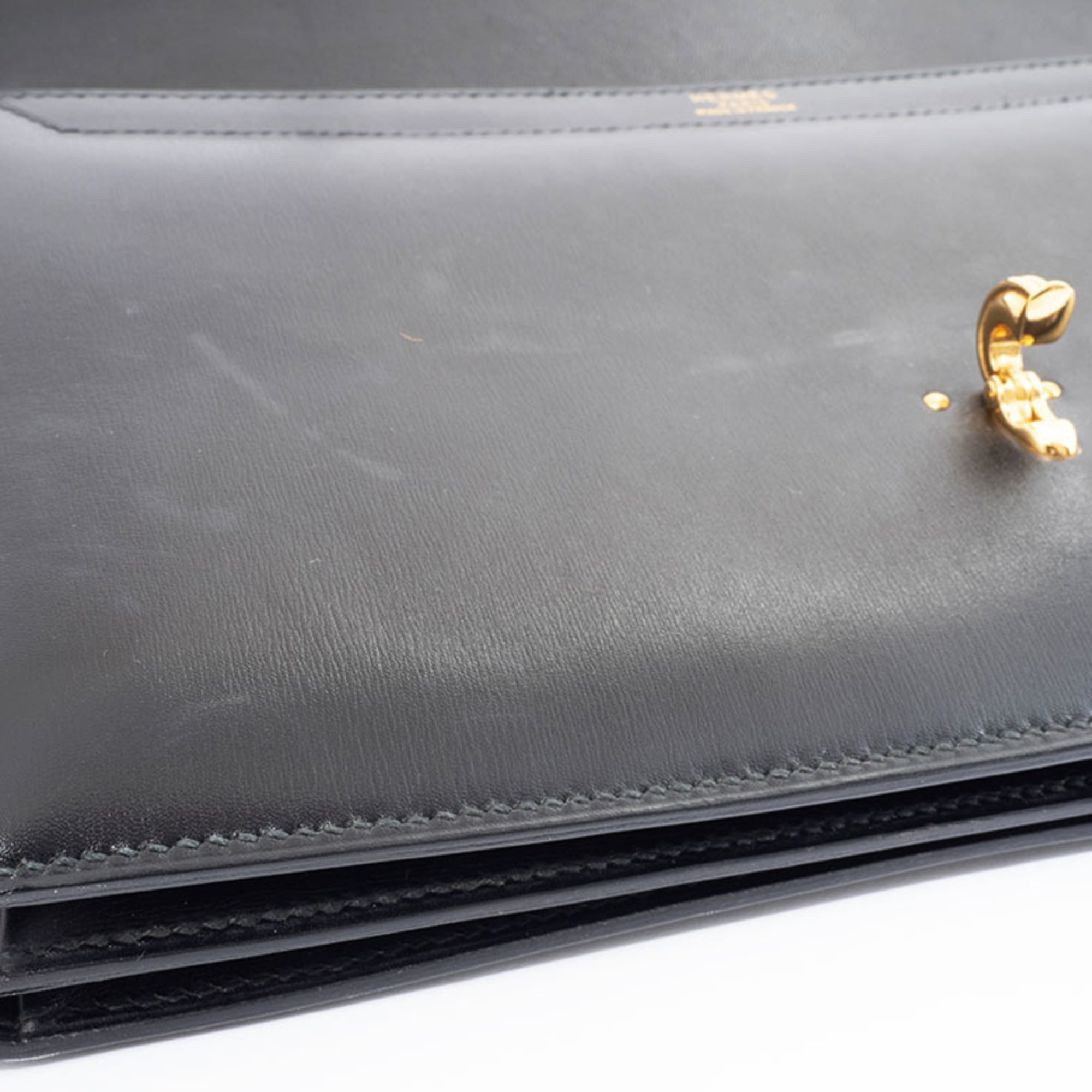 Hermes Black Box Calf Leather Handbag (Pre-Owned)