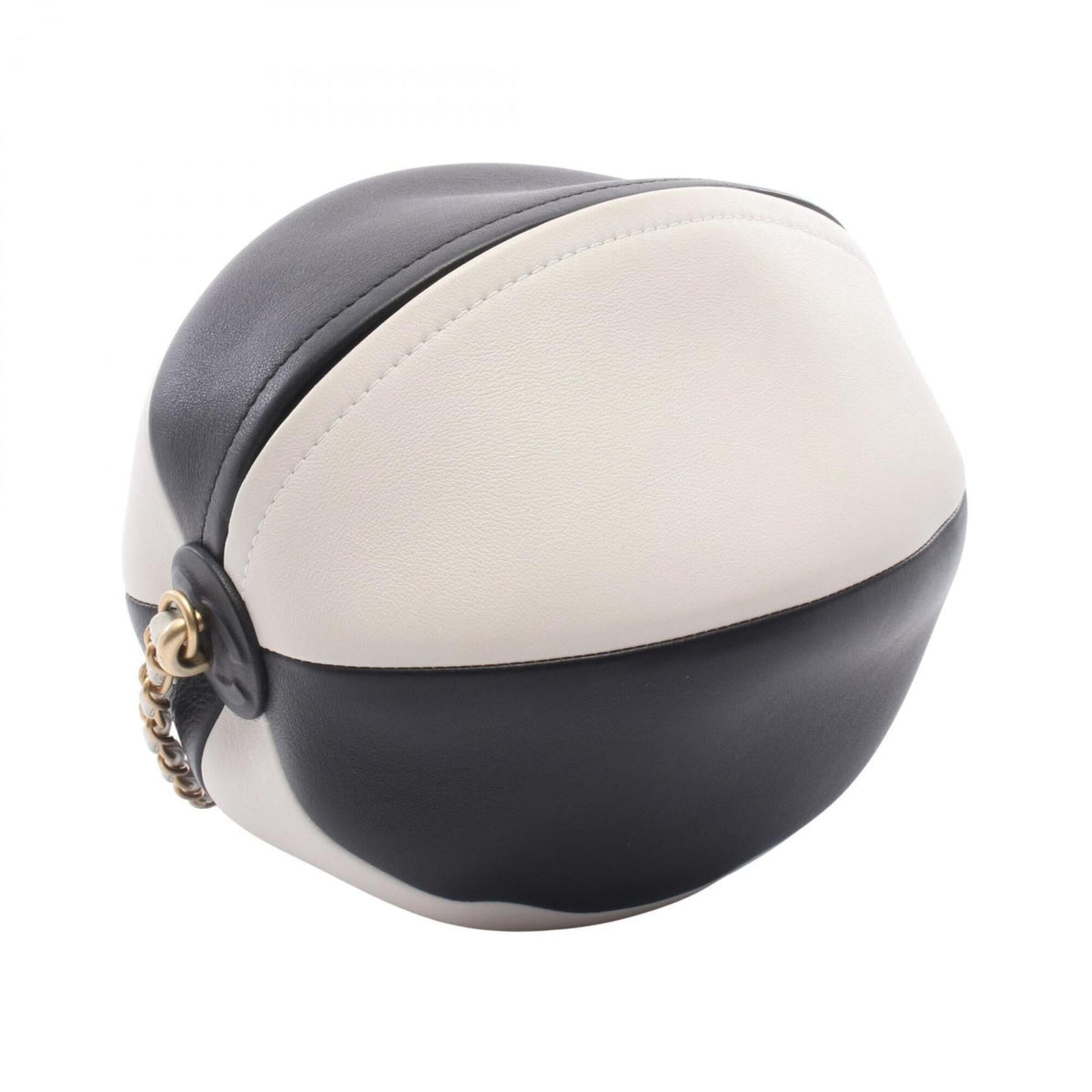 Chanel Black White Leather Handbag Shoulder Bag (Pre-Owned)
