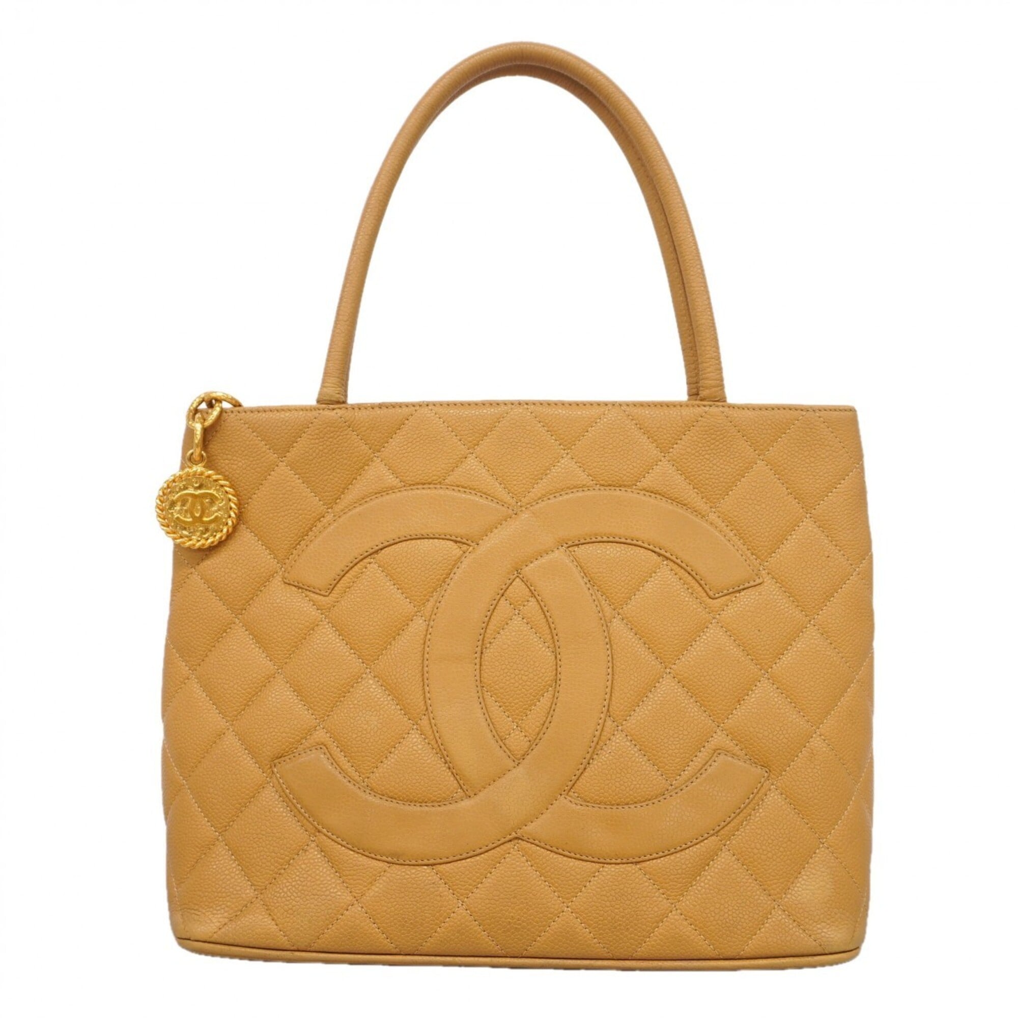 Chanel Beige Grained Calfskin Tote Bag (Pre-Owned)