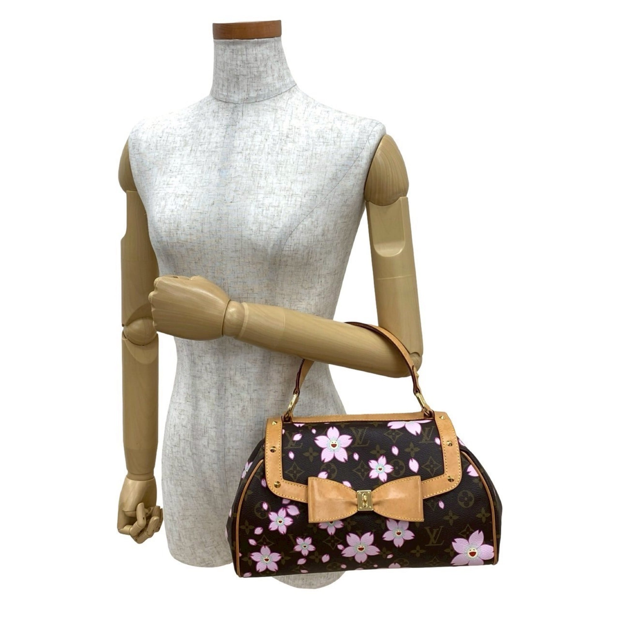 Louis Vuitton Brown Pink Leather Pvc Handbag (Pre-Owned)