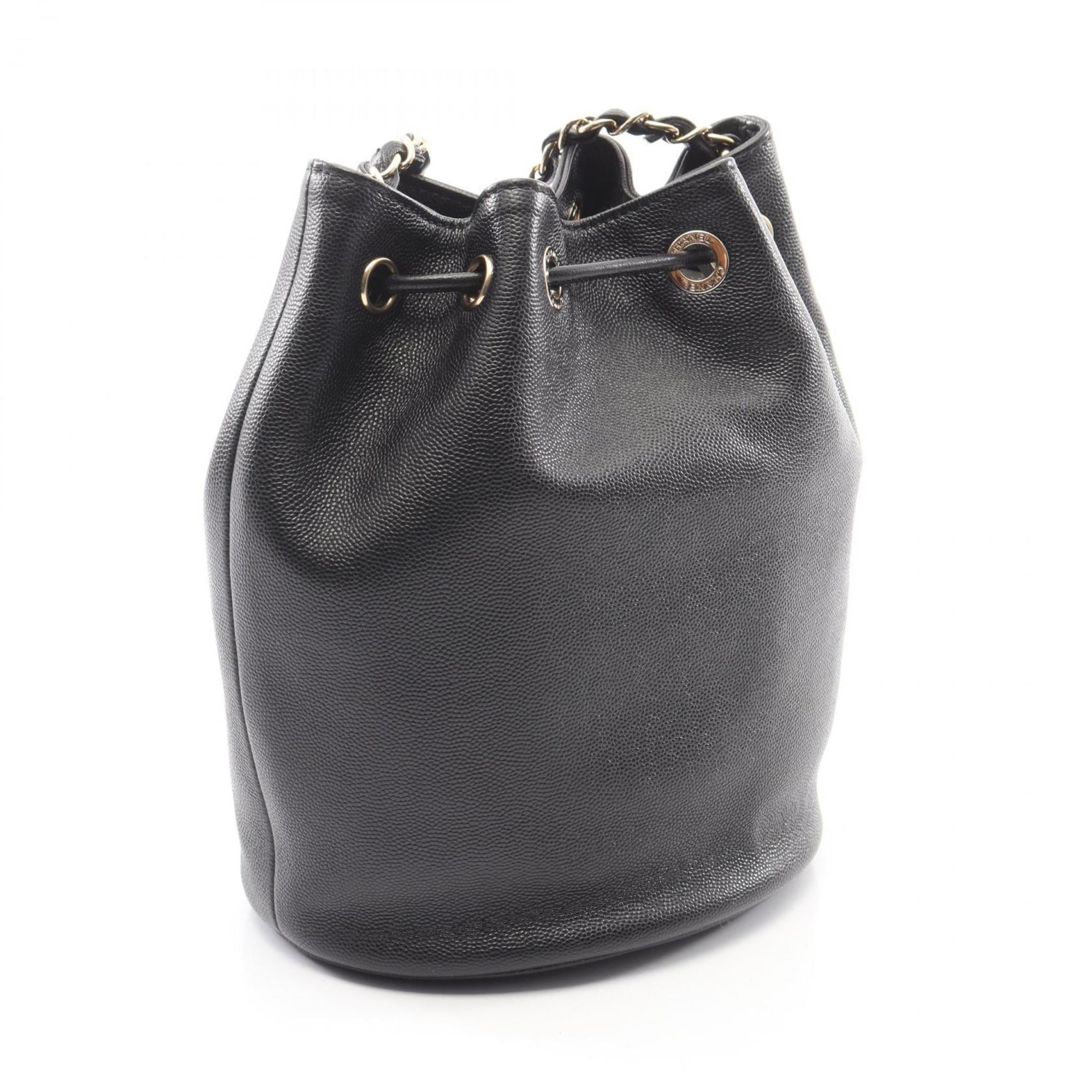 Chanel Black Leather Handbag Shoulder Bag (Pre-Owned)