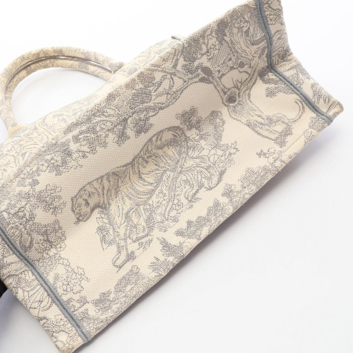 Christian Dior Gray Ivory Canvas Handbag Tote Bag (Pre-Owned)