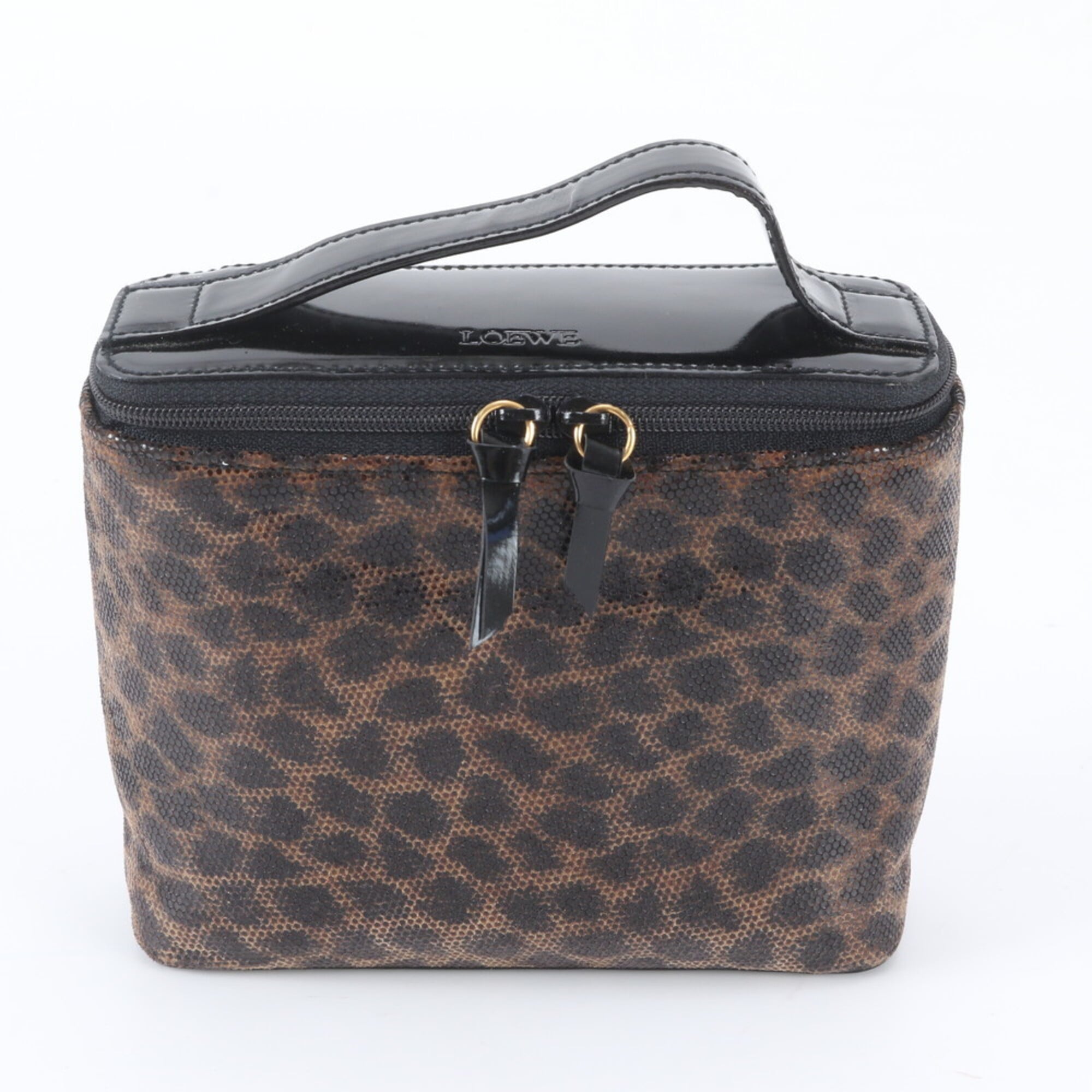 Loewe Black Brown Leather Handbag Pouch Vanity Bag (Pre-Owned)