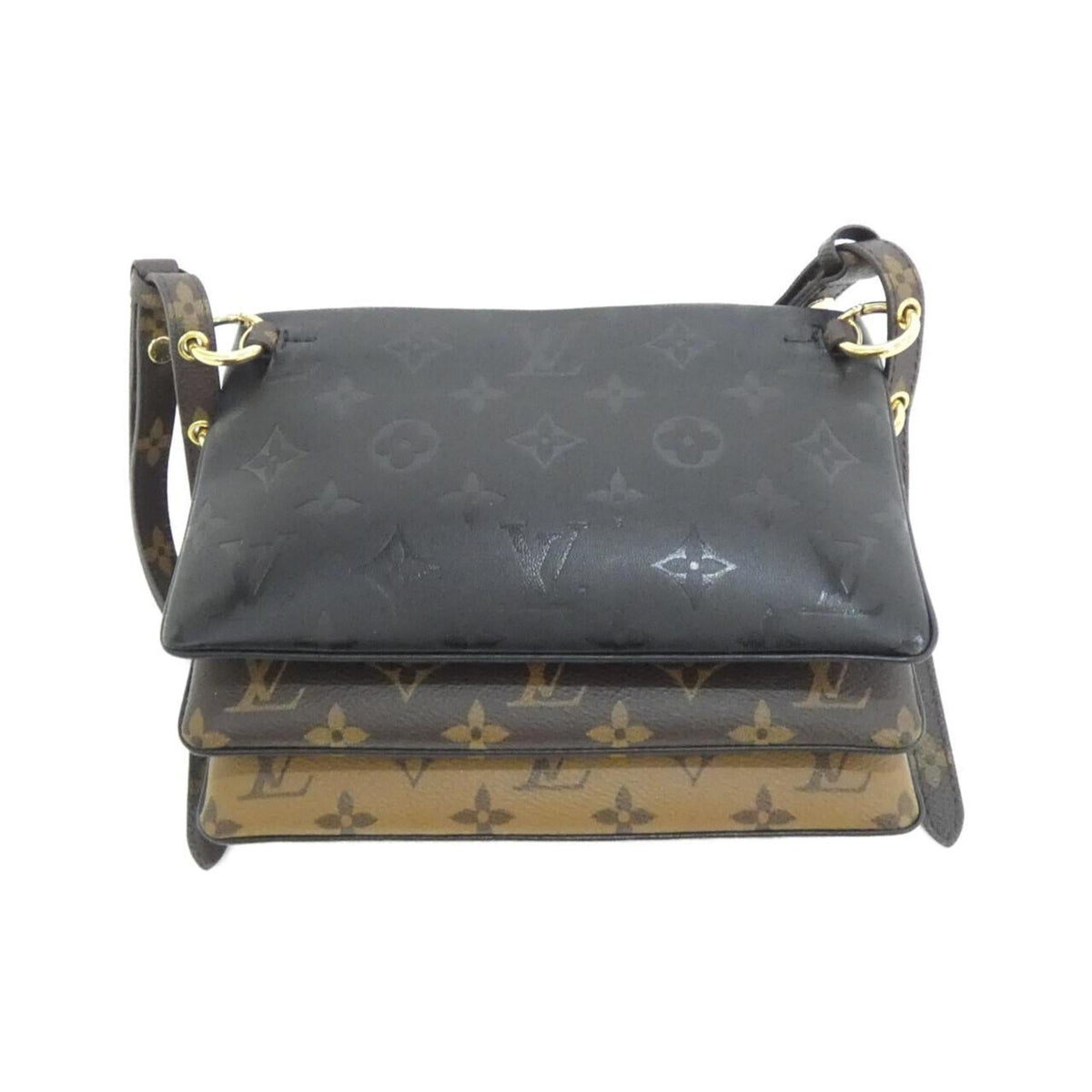Louis Vuitton Monogram Black Marron Coated Canvas Leather Pochette Shoulder Bag (Pre-Owned)