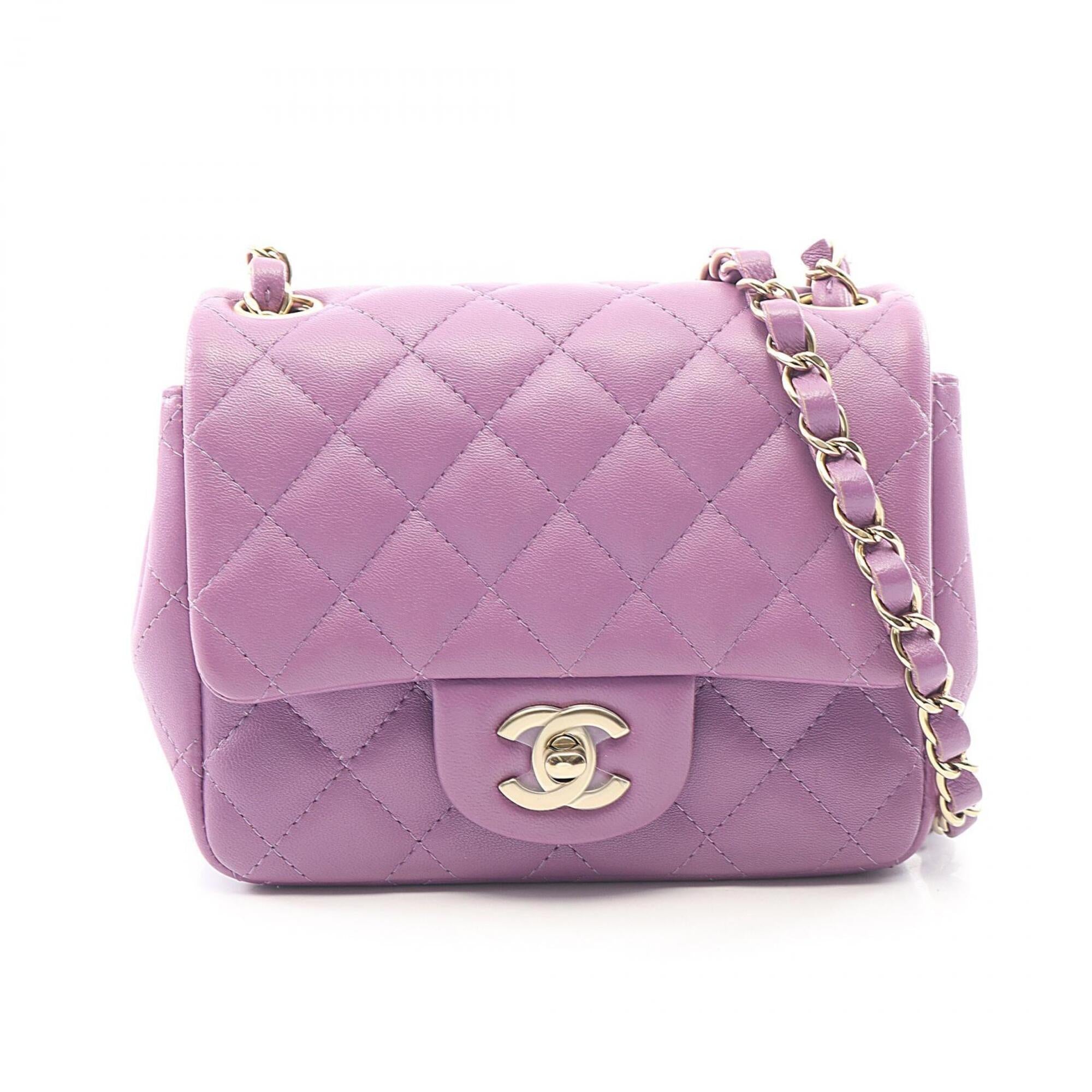 Chanel Purple Leather Handbag Shoulder Bag (Pre-Owned)
