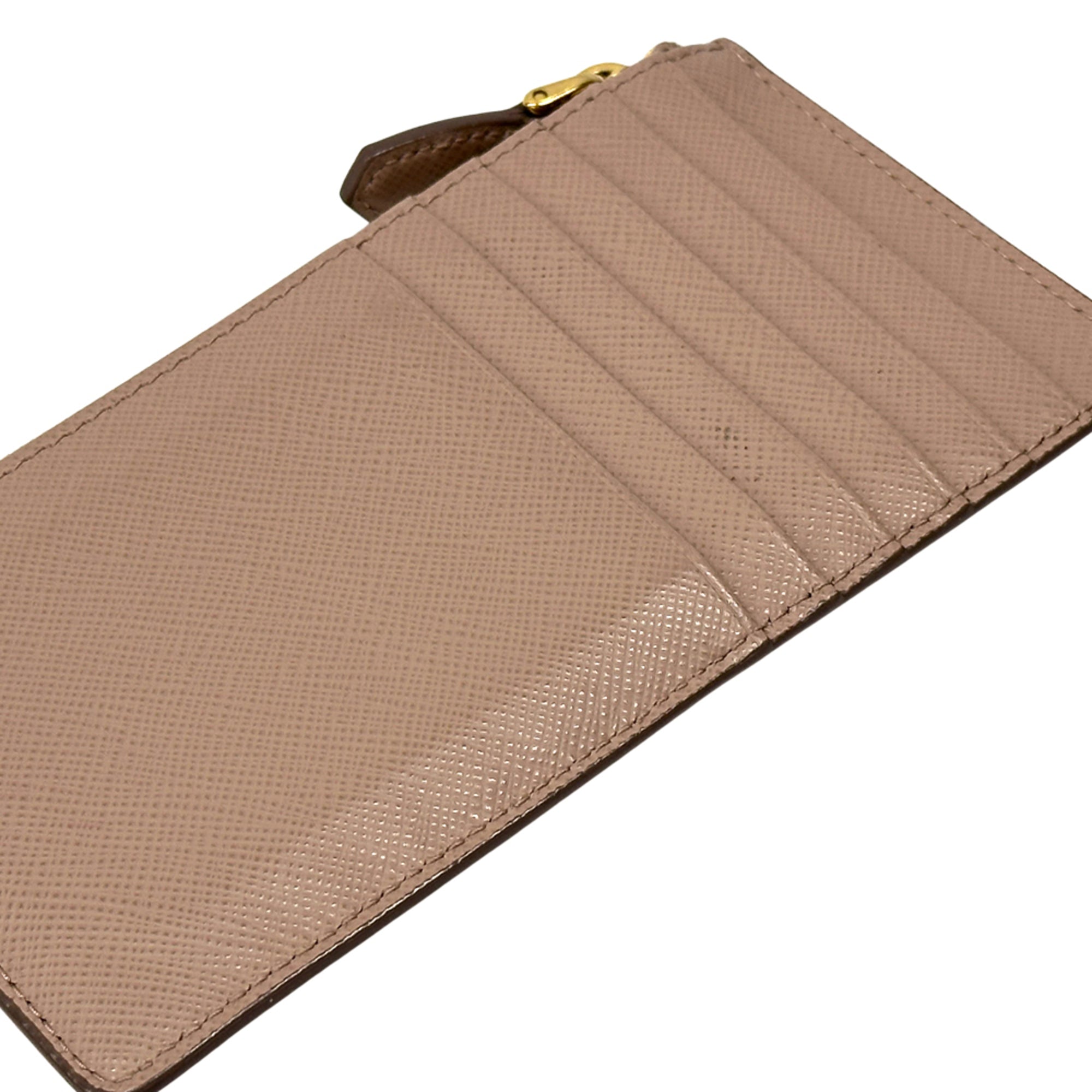Prada Pink Beige Leather Coin Purse/Coin Case (Pre-Owned)