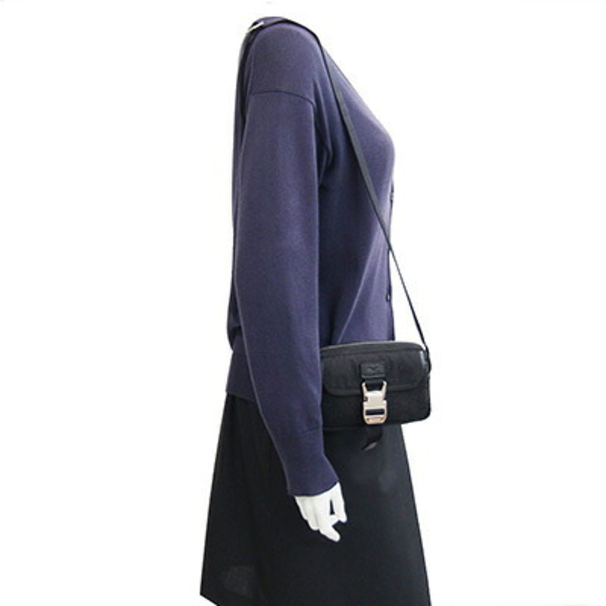 Gucci Black Canvas Leather Pochette Shoulder Bag (Pre-Owned)