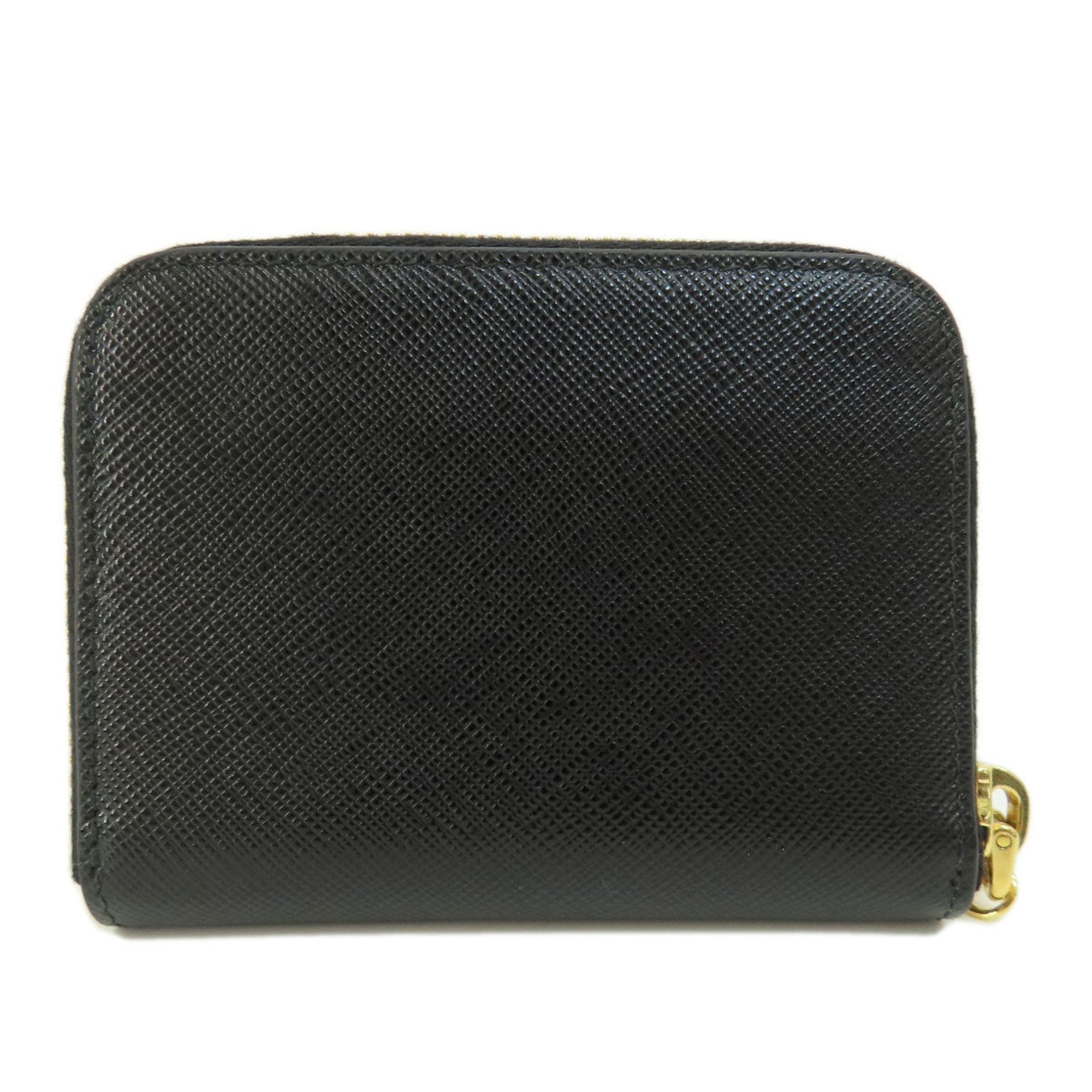 Prada Saffiano Black Leather Coin Purse/Coin Case (Pre-Owned)