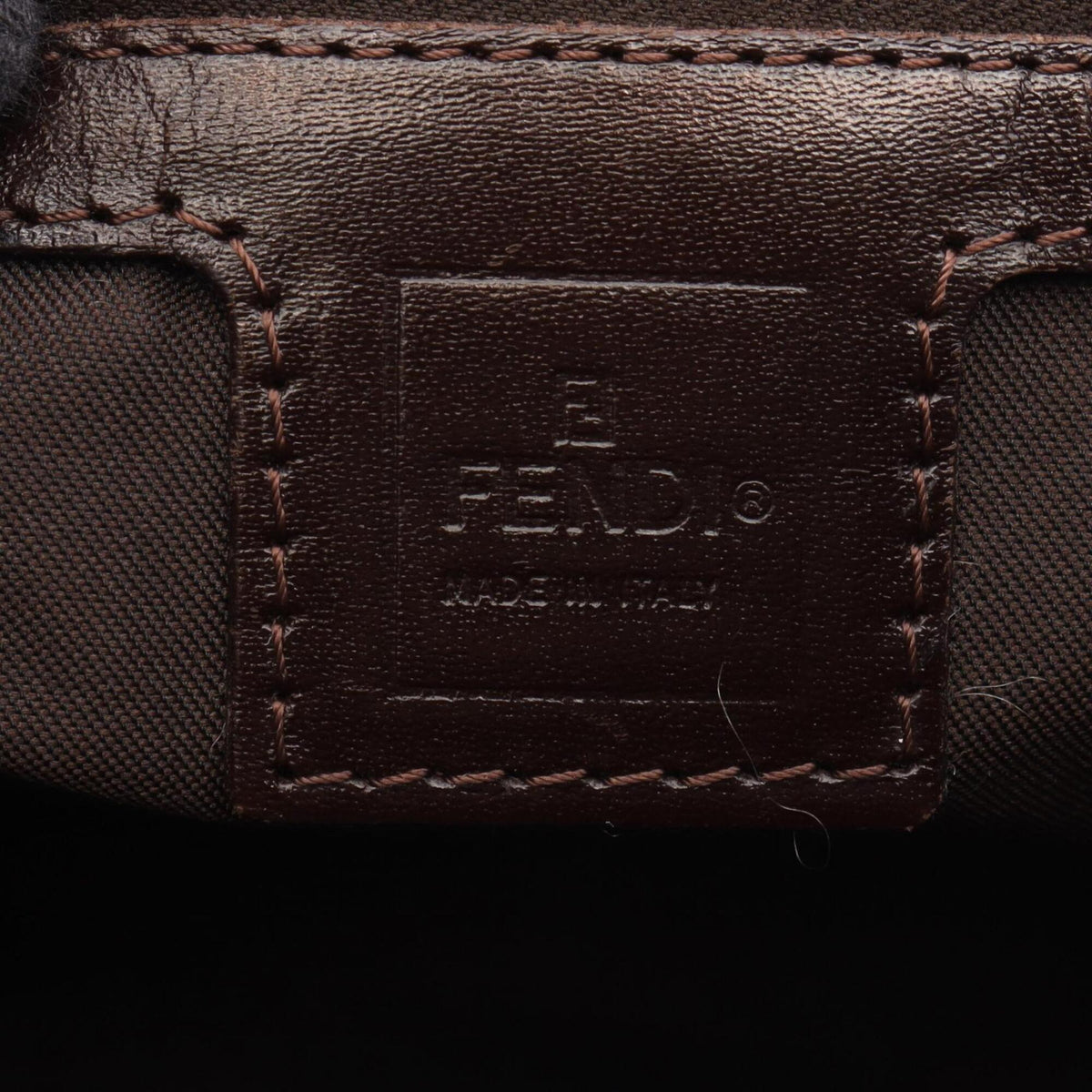 Fendi Beige Black Brown Leather Nylon Canvas Handbag (Pre-Owned)