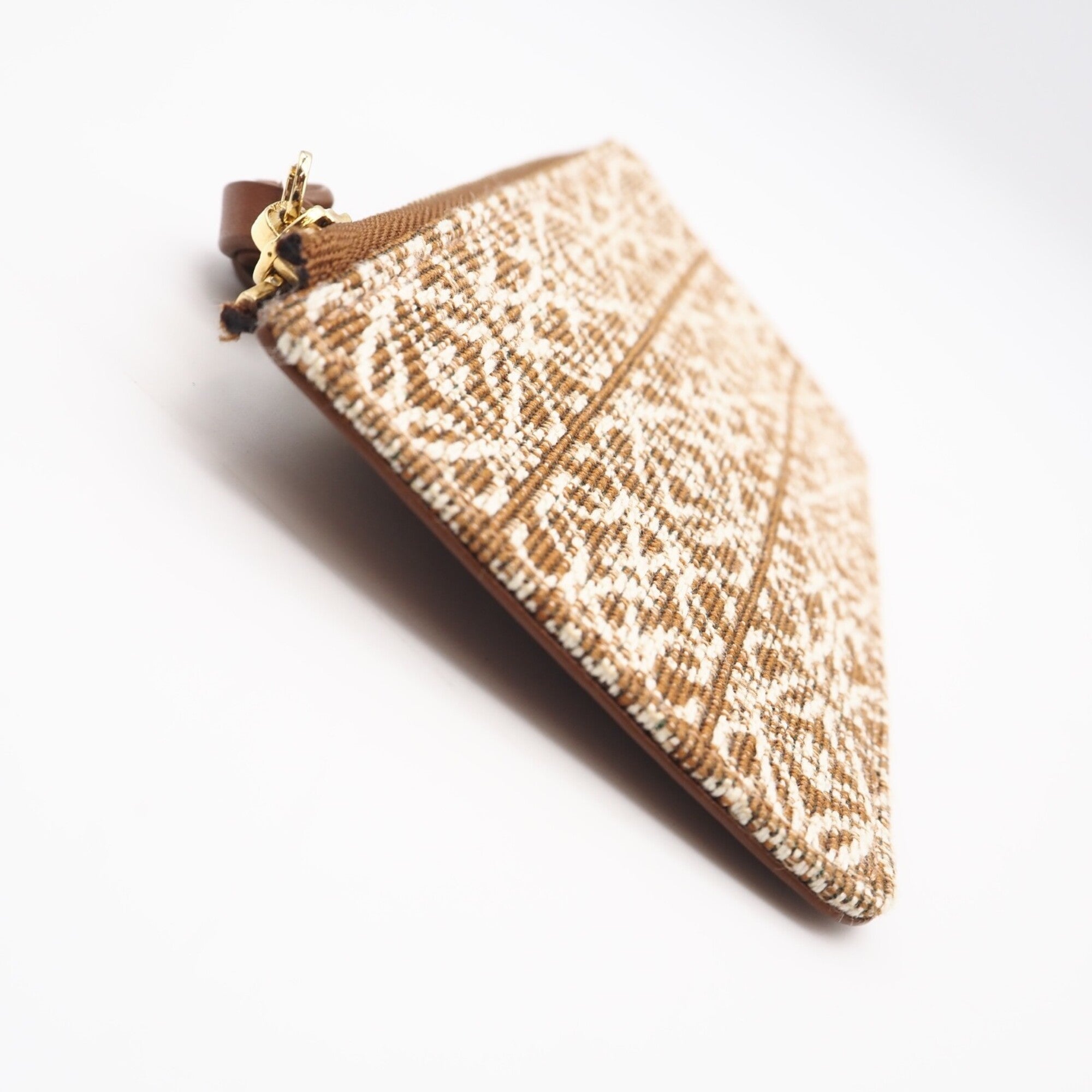 Loewe Brown Cream Canvas Leather Coin Purse/Coin Case (Pre-Owned)