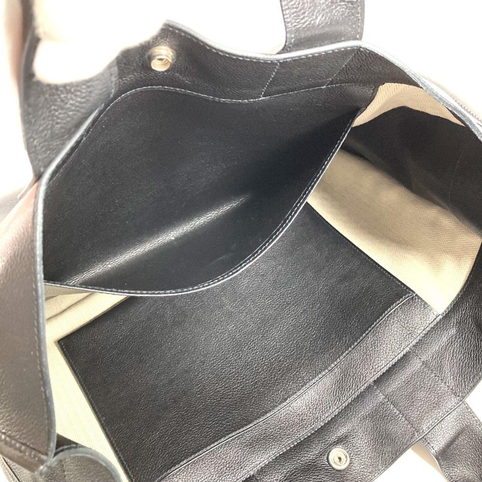 Hermes Black Leather Handbag Tote Bag (Pre-Owned)