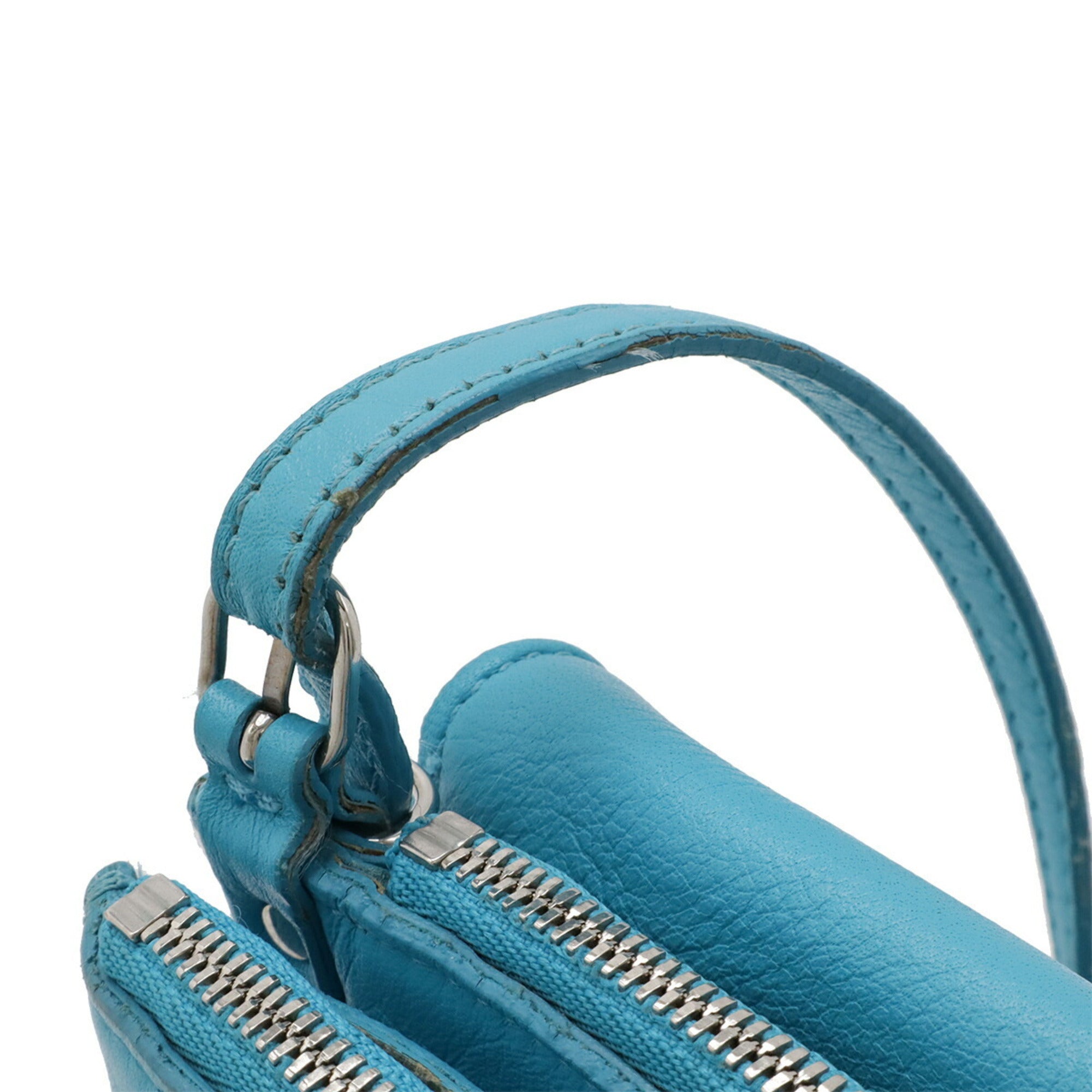 Balenciaga Paper Turquoise Leather Clutch Bag Pochette Shoulder Bag (Pre-Owned)