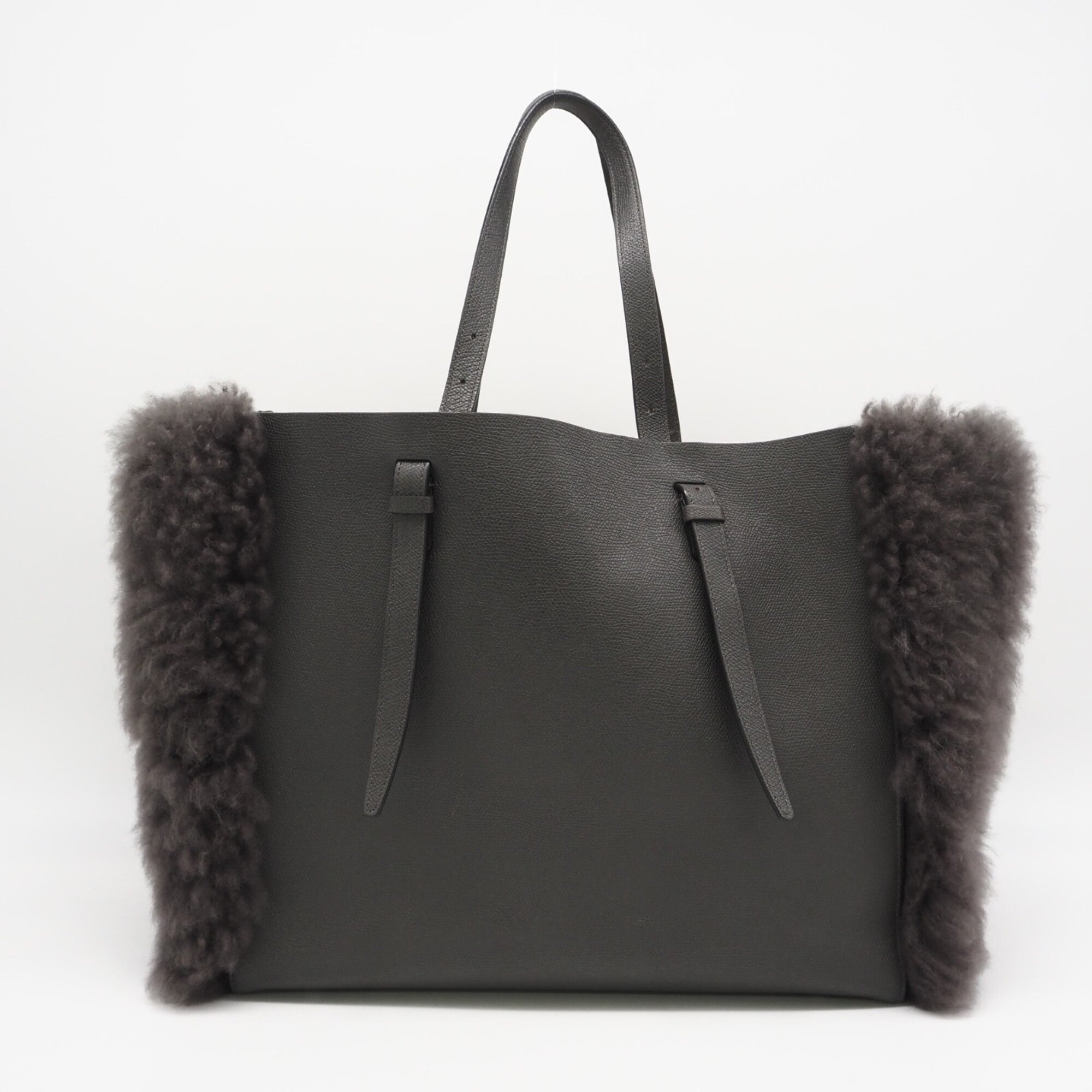 Valextra Gray Leather Polyester Tote Bag (Pre-Owned)