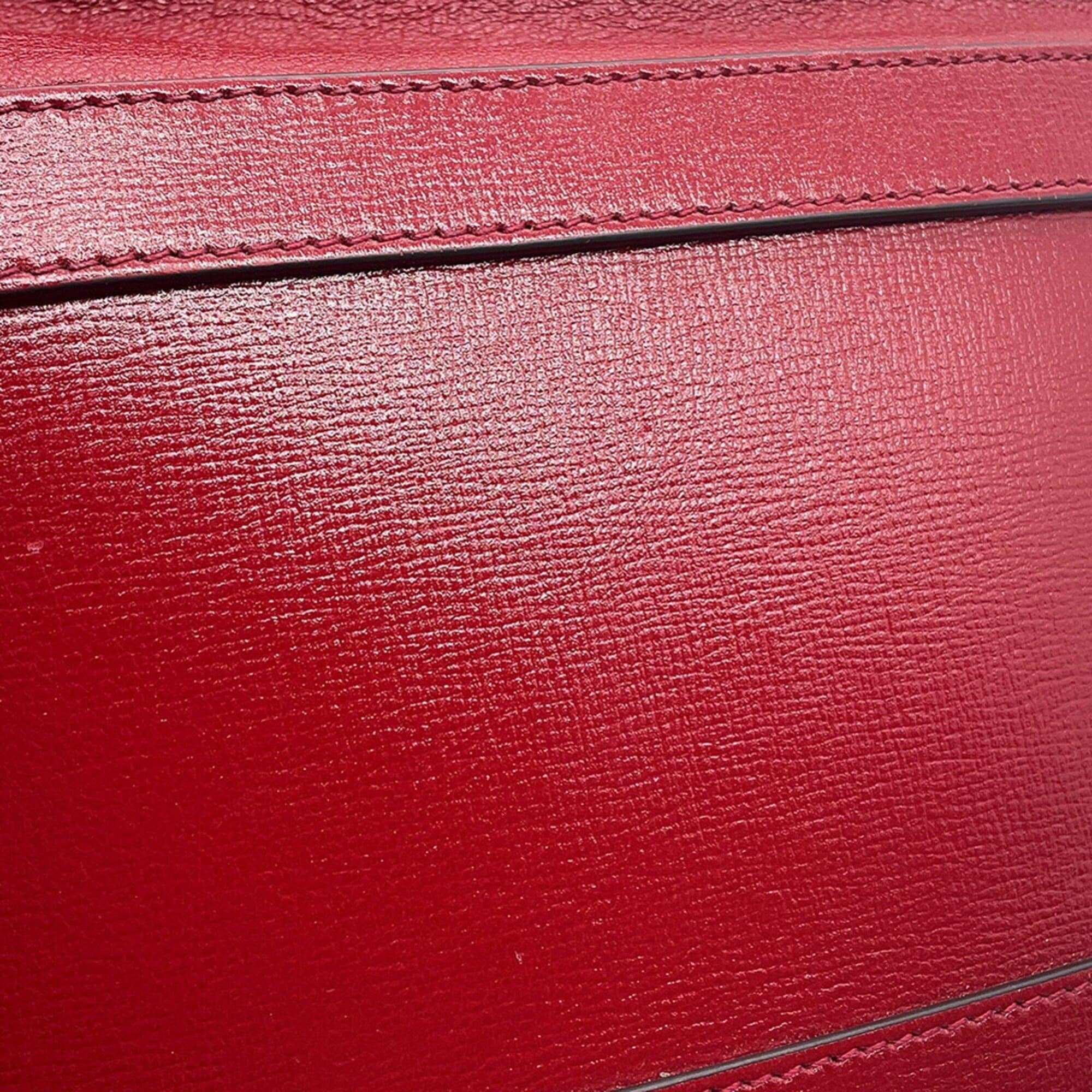 Gucci Horsebit Red Color Leather Handbag Shoulder Bag (Pre-Owned)