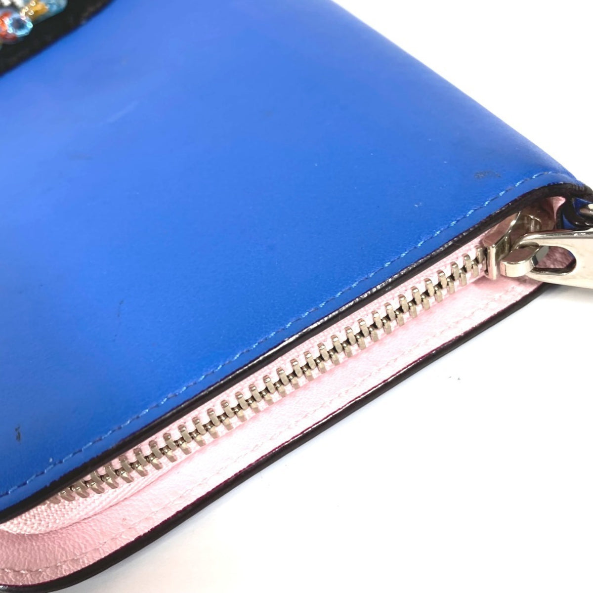 Christian Dior Black Blue Leather Long Wallet (Bi-Fold) (Pre-Owned)