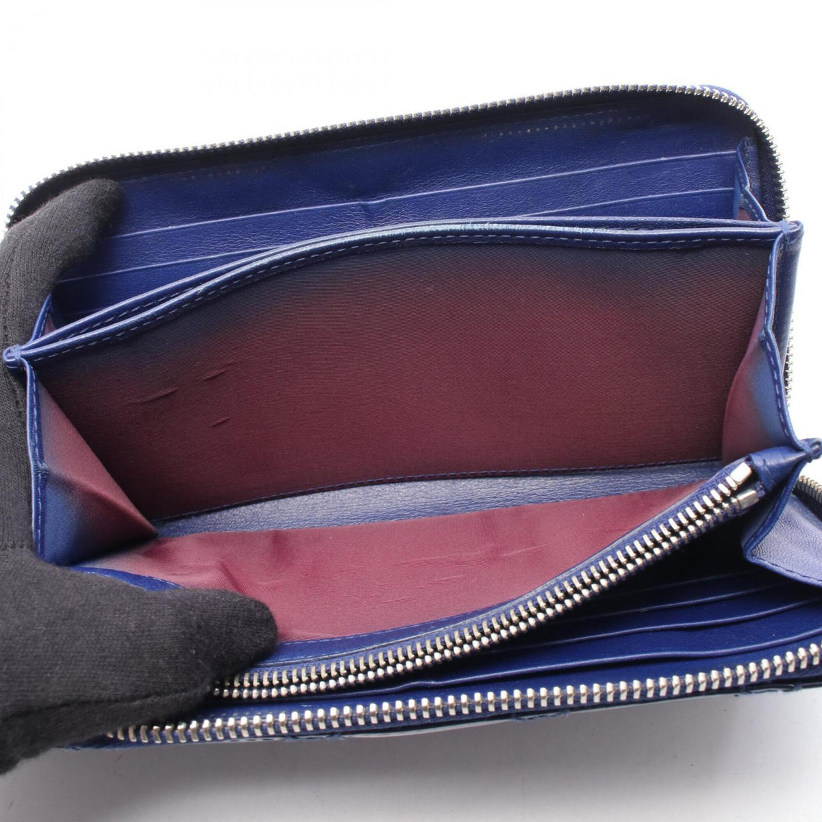 Christian Dior Blue Patent Leather Long Wallet (Bi-Fold) (Pre-Owned)