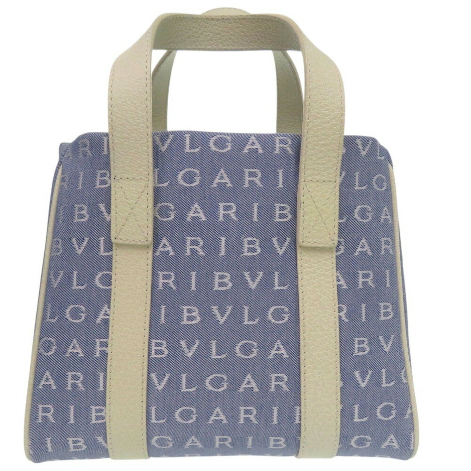 Bvlgari Blue Ivory Canvas Tote Bag (Pre-Owned)