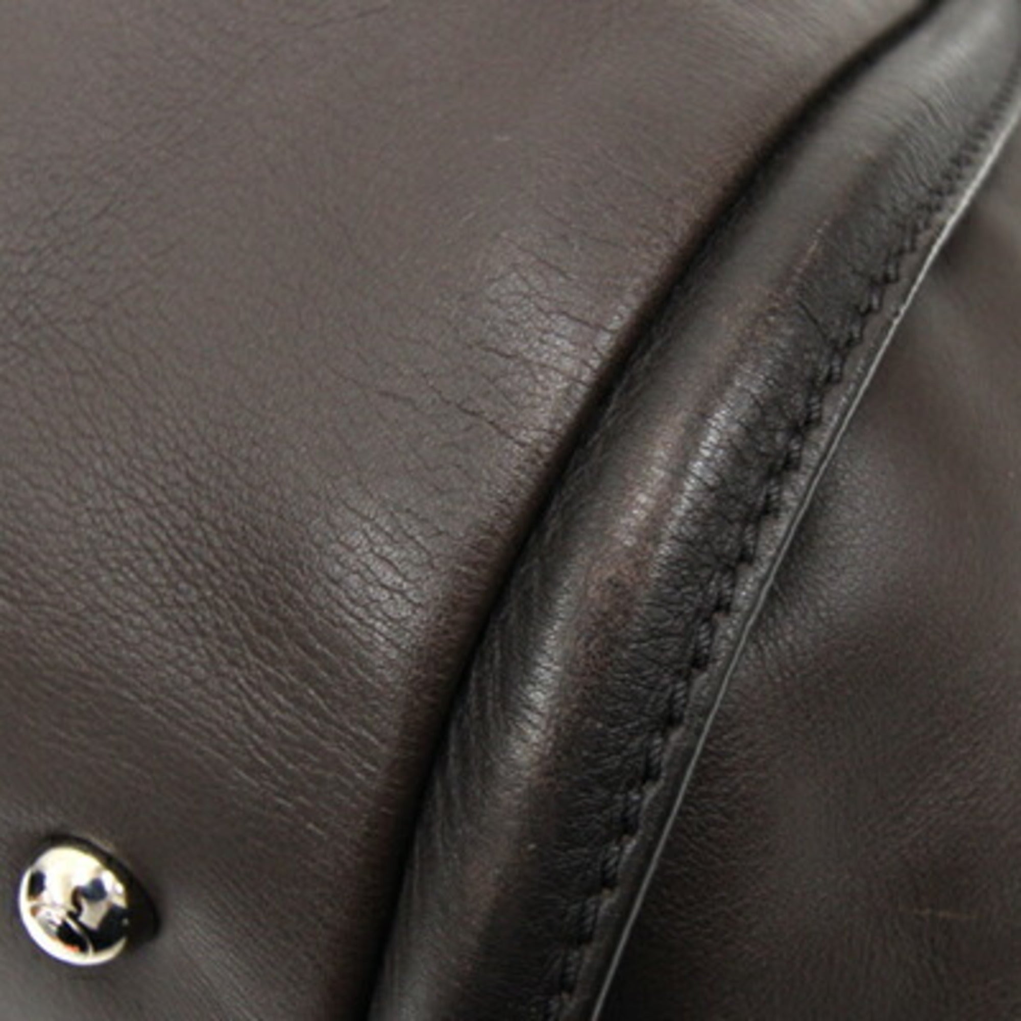 Tod's Dark Brown Leather Handbag Tote Bag (Pre-Owned)