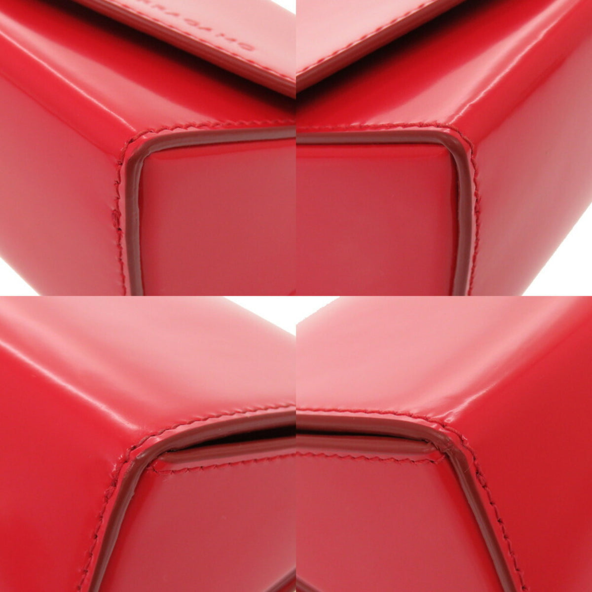 Salvatore Ferragamo Red Color Leather Clutch Bag Shoulder Bag (Pre-Owned)