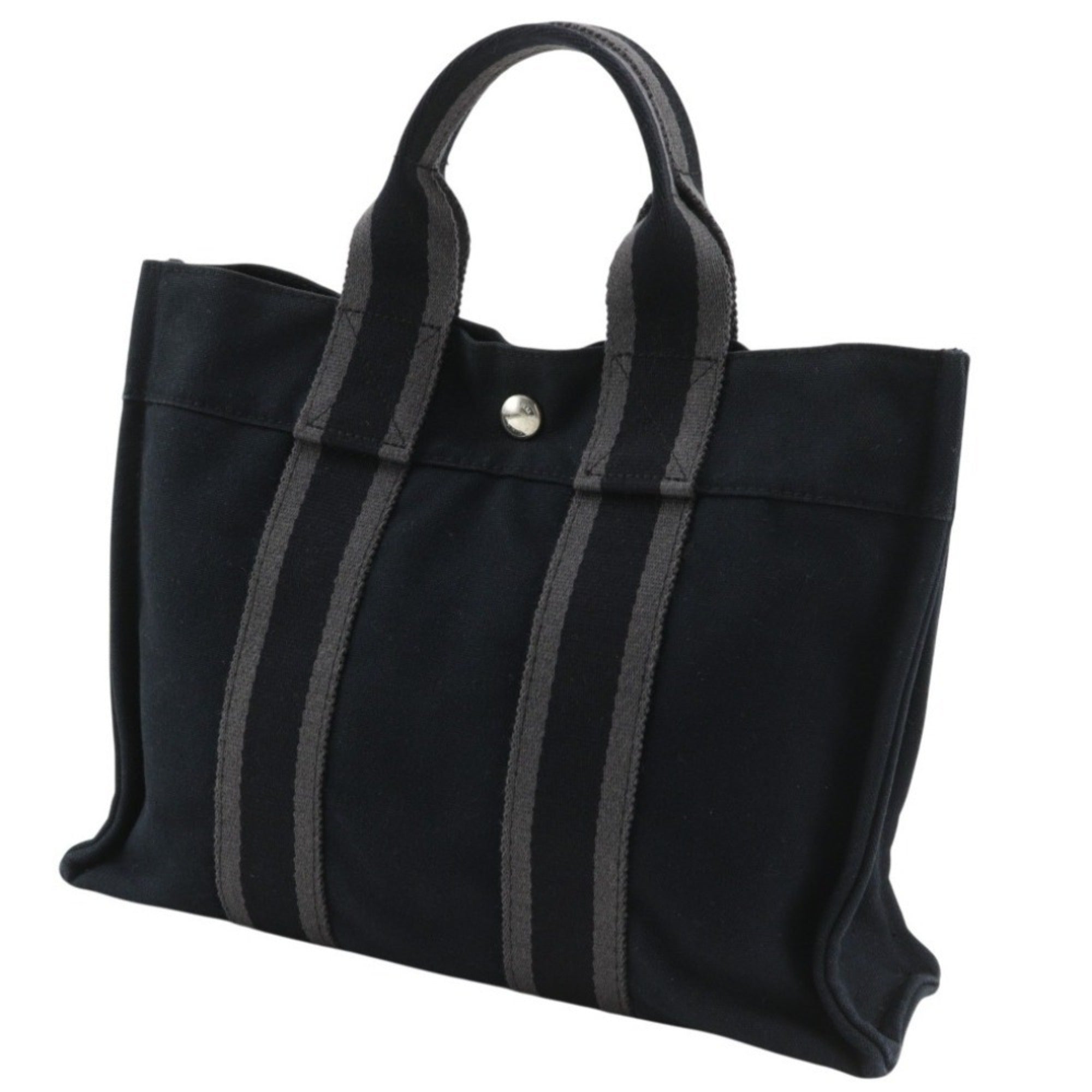 Hermes Fourre Tout Black Canvas Handbag (Pre-Owned)