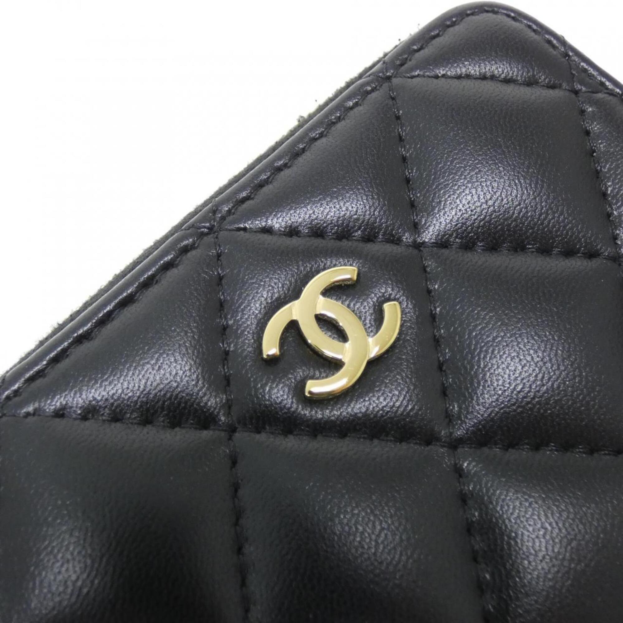 Chanel Black Leather Coin Purse/Coin Case (Pre-Owned)