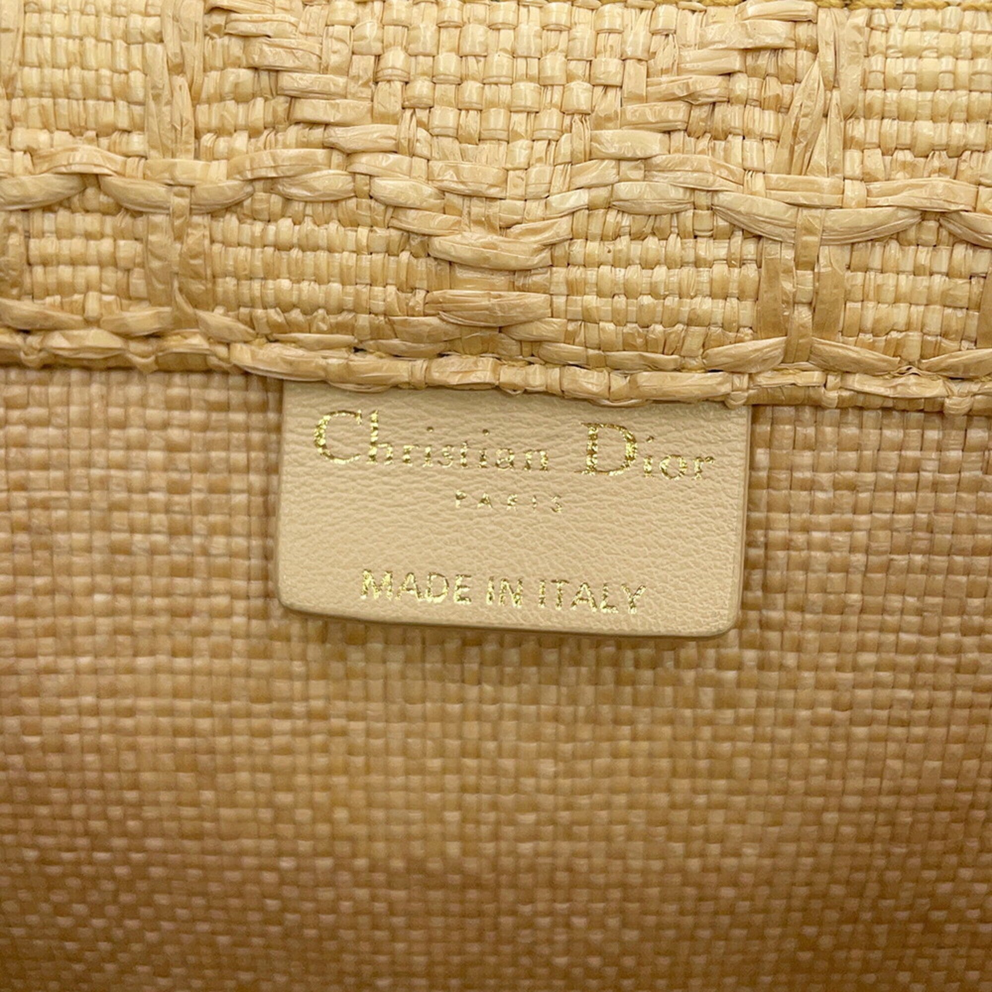 Christian Dior Beige Black Raffia Tote Bag (Pre-Owned)