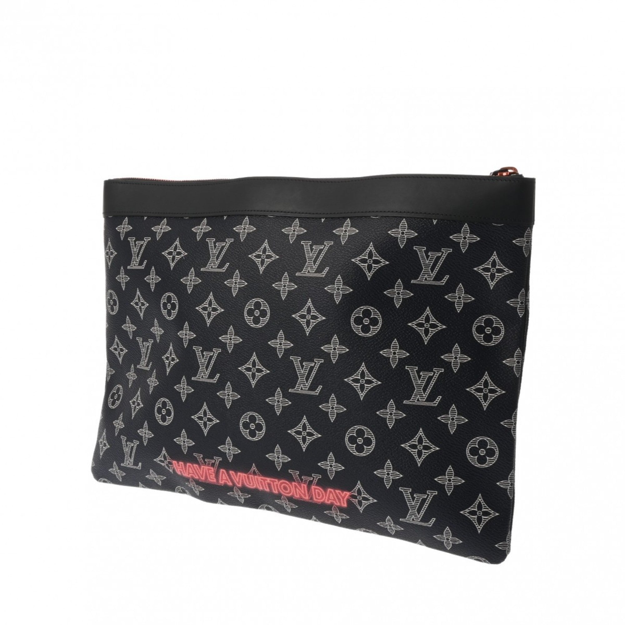 Louis Vuitton Navy Leather Clutch Bag Pochette (Pre-Owned)