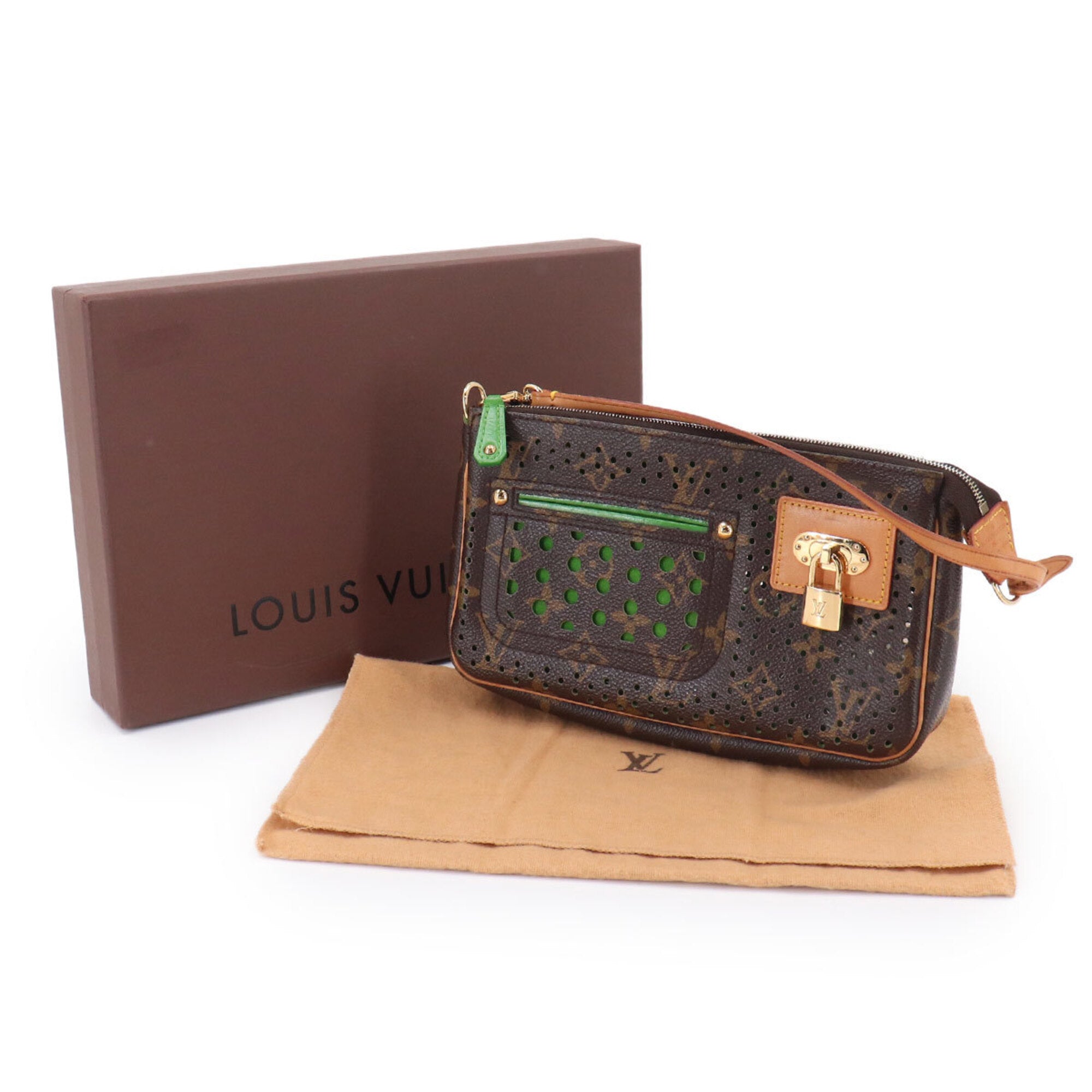 Louis Vuitton Monogram Vert Monogram Perforated Canvas Handbag Pochette (Pre-Owned)