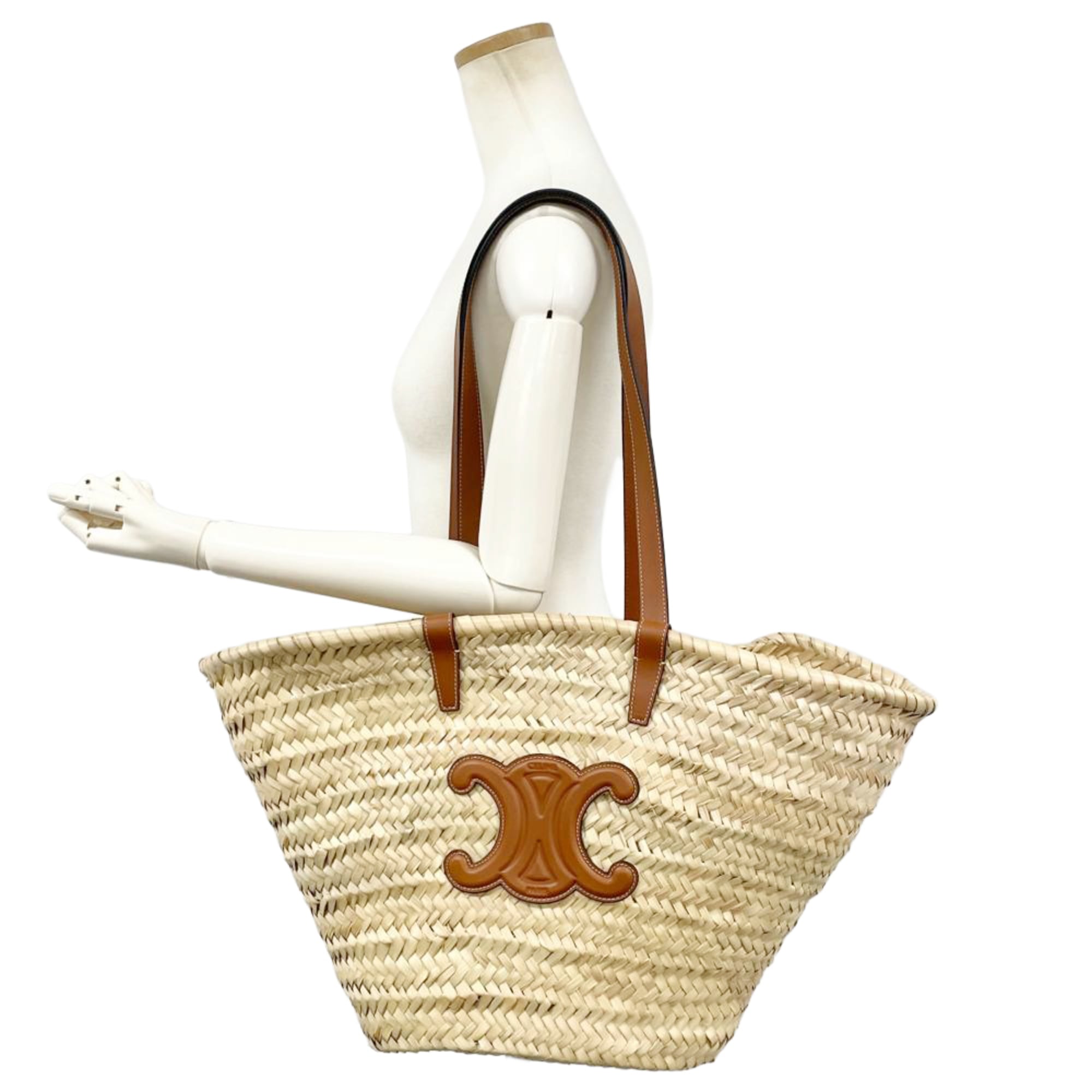 Celine Beige Raffia Leather Tote Bag (Pre-Owned)
