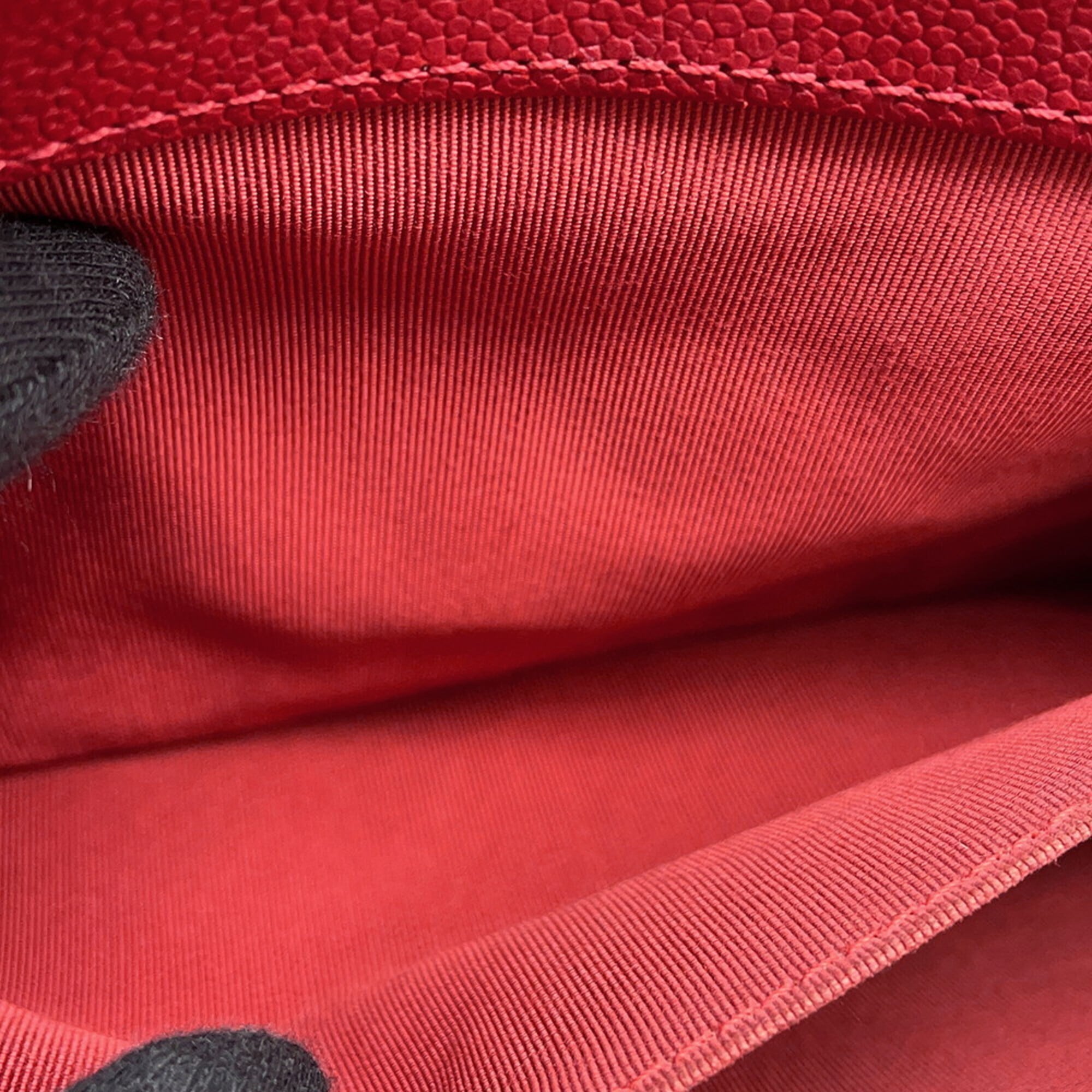 Chanel Matelasse Red Color Grained Calfskin Shoulder Bag (Pre-Owned)