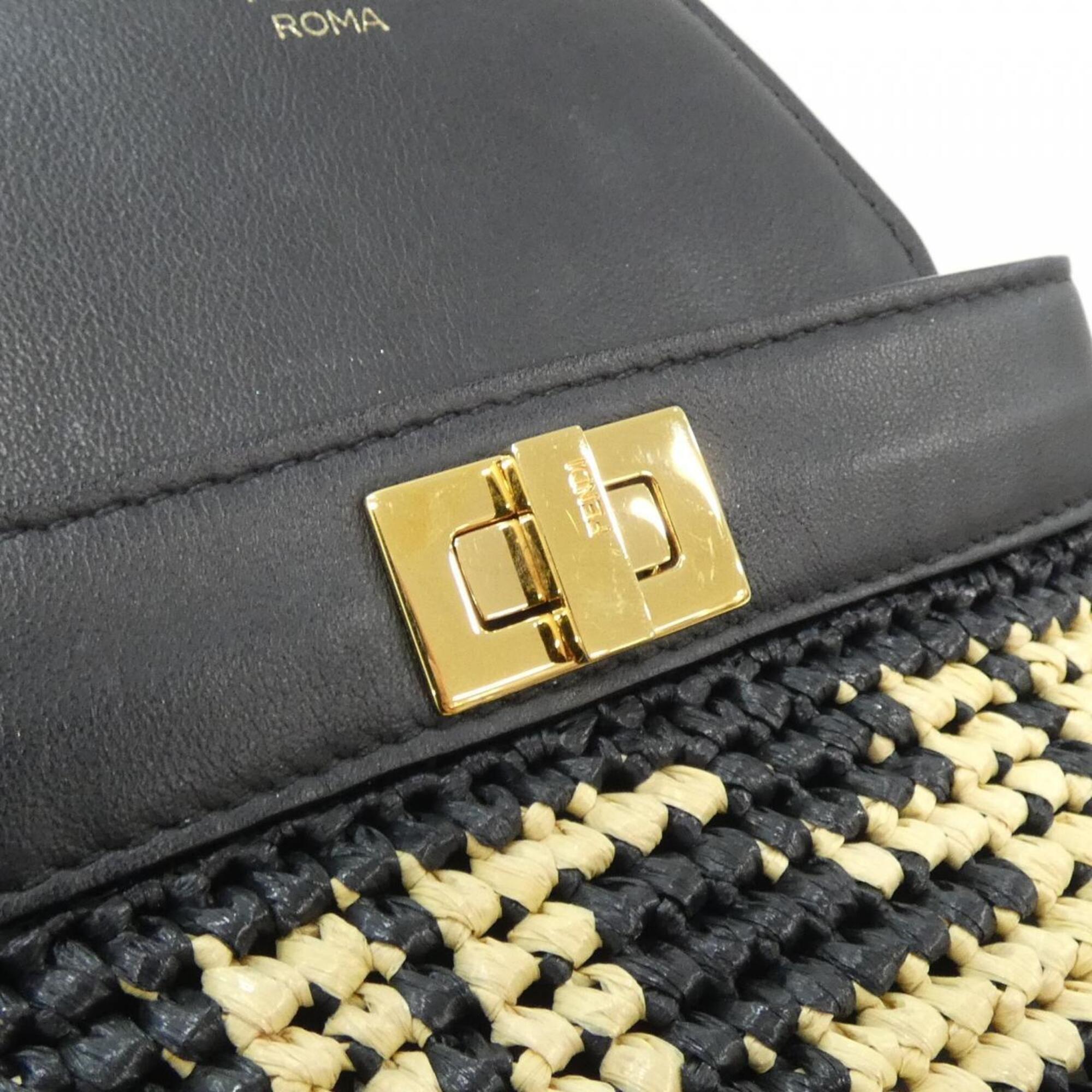 Fendi Black Raffia Shoulder Bag (Pre-Owned)