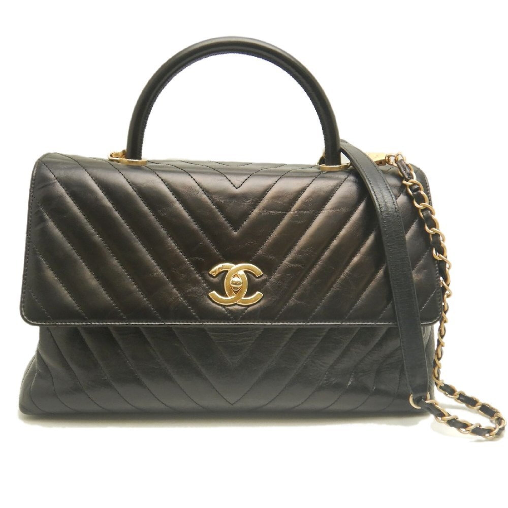 Chanel Black Leather Handbag (Pre-Owned)