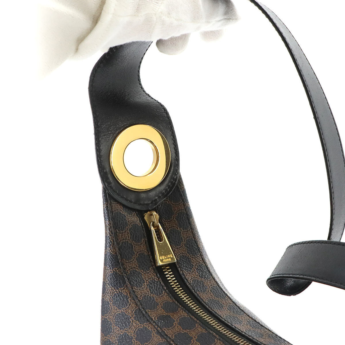 Celine Macadam Black Brown Pvc Leather Handbag Shoulder Bag (Pre-Owned)