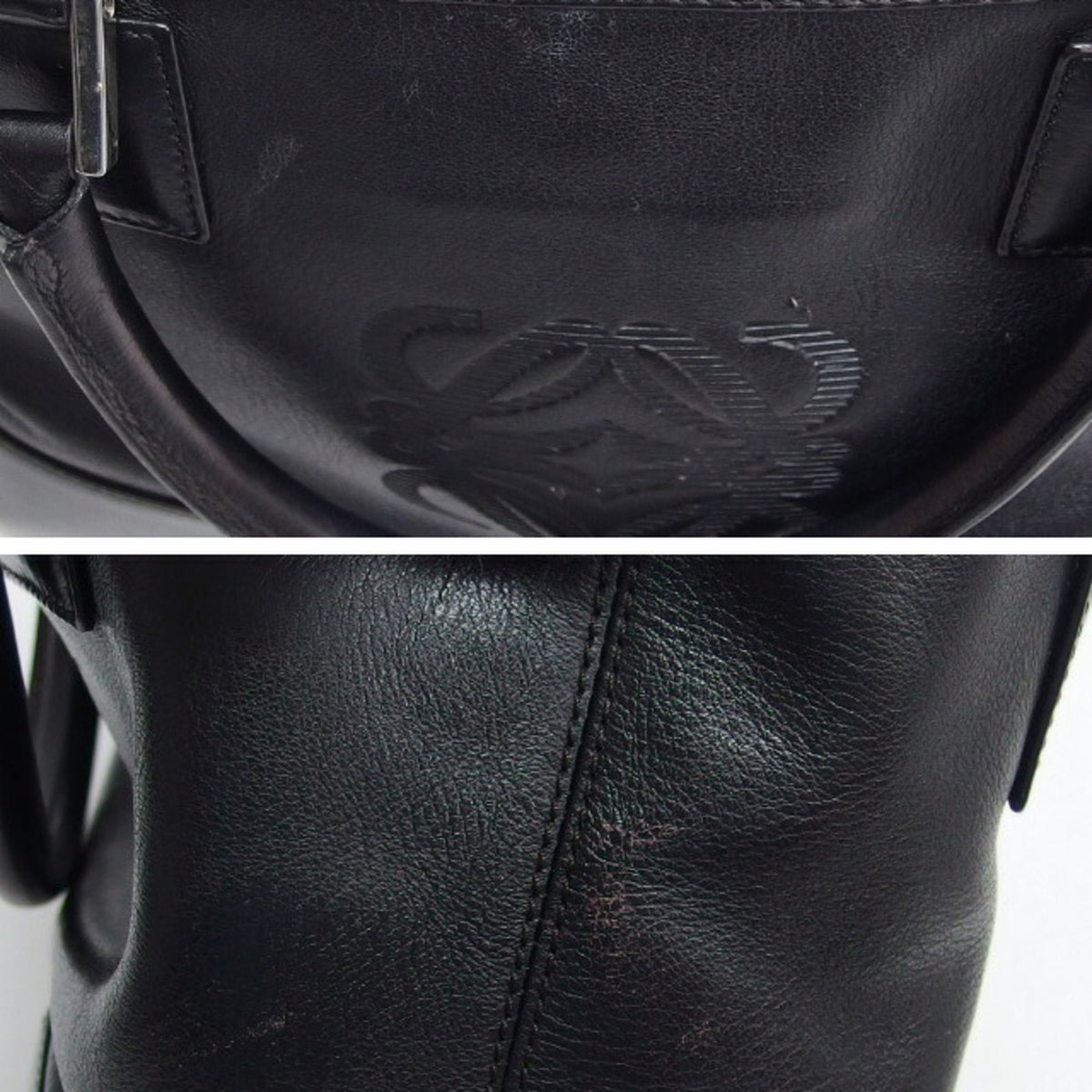 Loewe Amazona Black Leather Handbag Tote Bag (Pre-Owned)