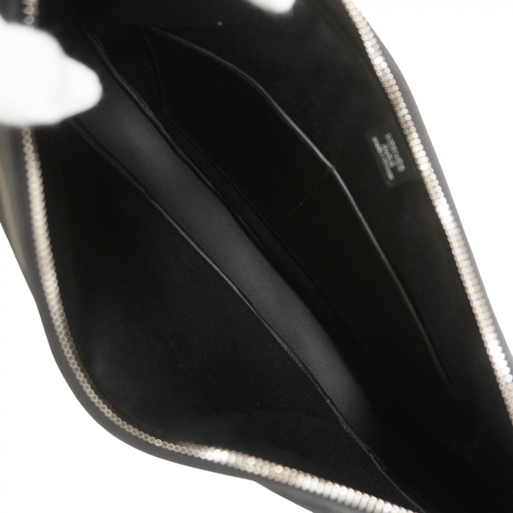 Hermes Black Swift Leather Cotton Shoulder Bag (Pre-Owned)